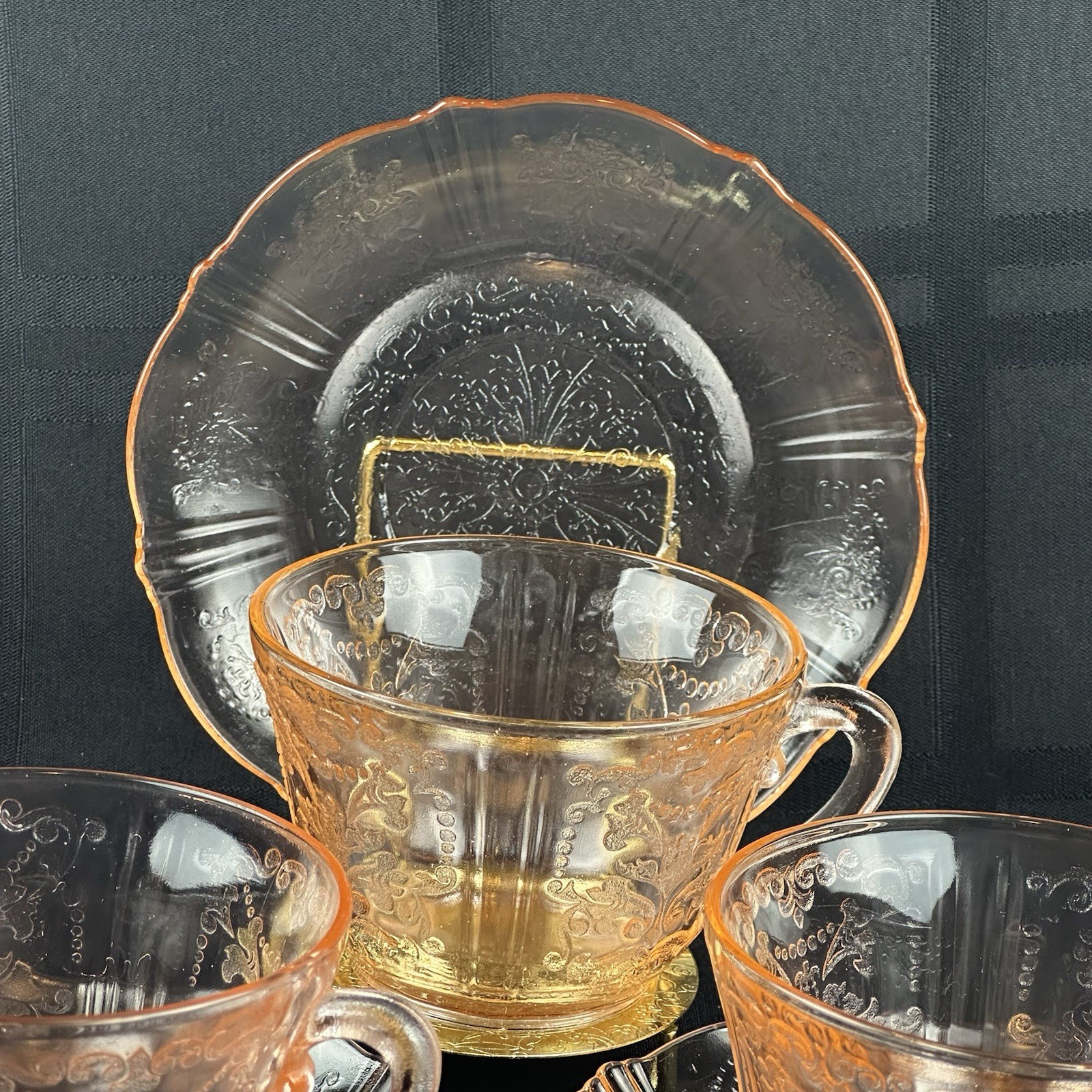 Vtg Macbeth Evans American Sweetheart Pink Depression Glass 2pc Cup Saucer Set