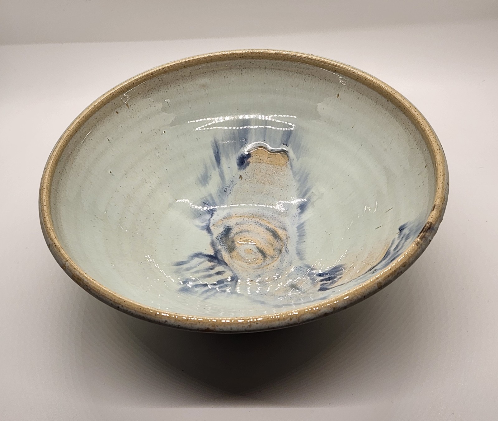 Handmade Studio Art Pottery 8″ Bowl With Koi Fish And Glossy Finish