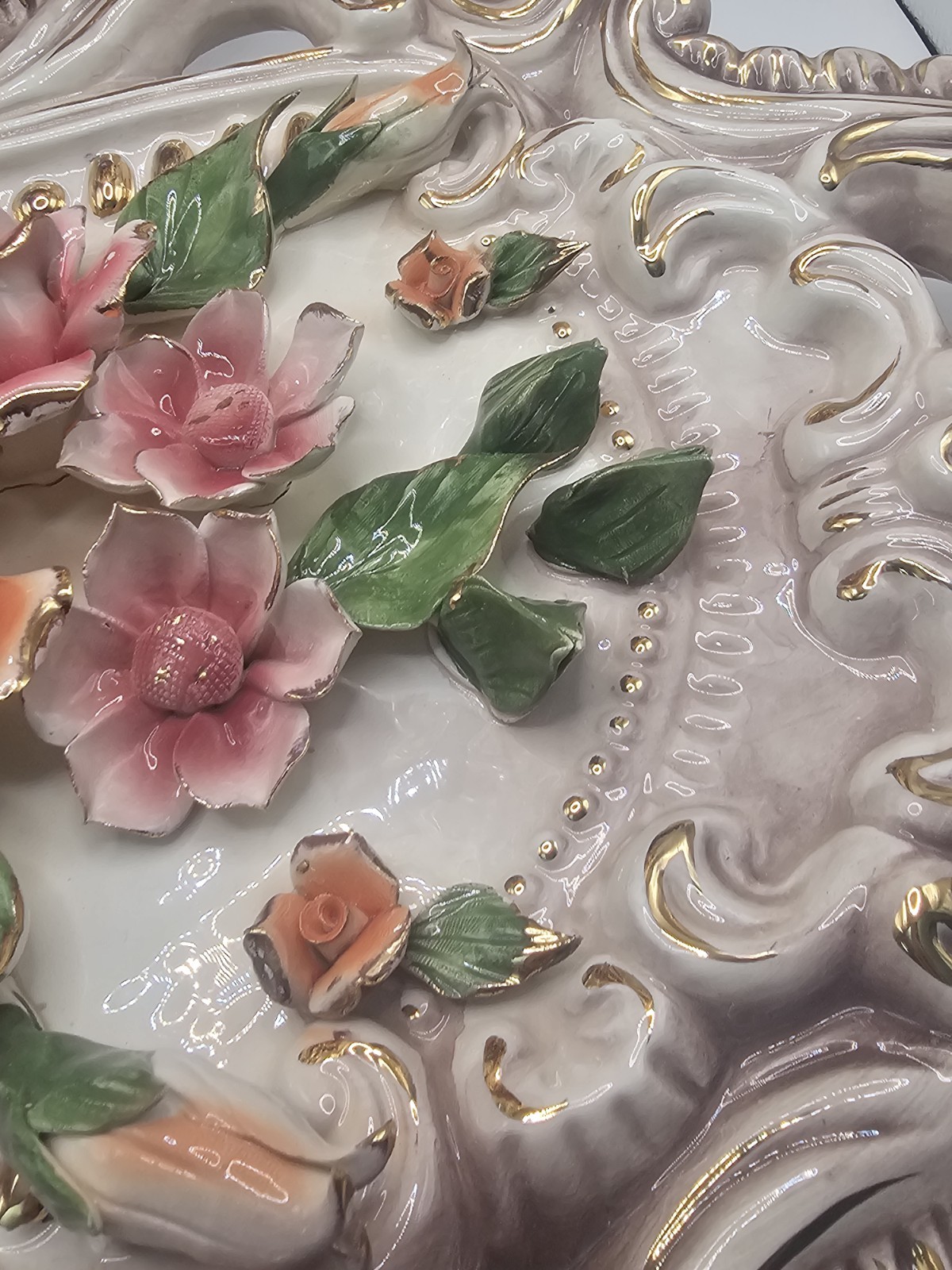 Pair of Beautiful Vintage Capodimonte Wall Art