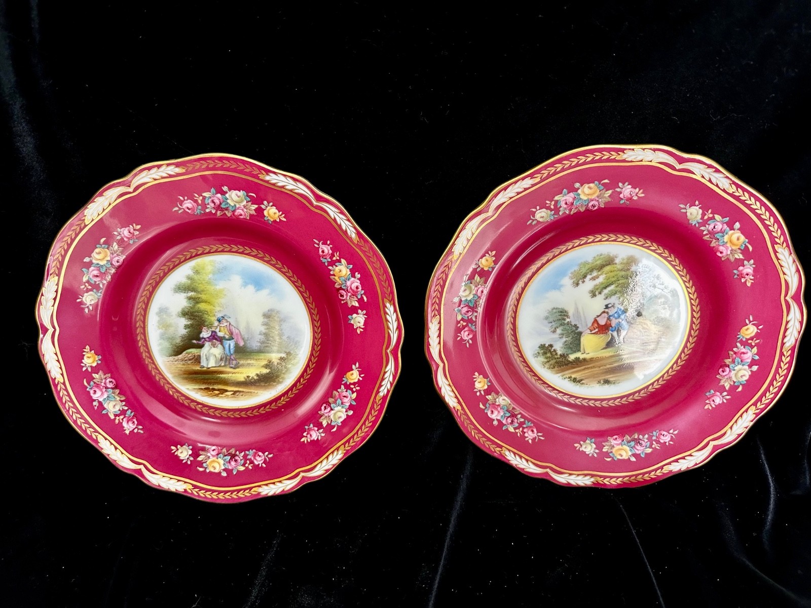 12 Copeland Spode Courting Couples HandPainted Plates Davis ex antique condition