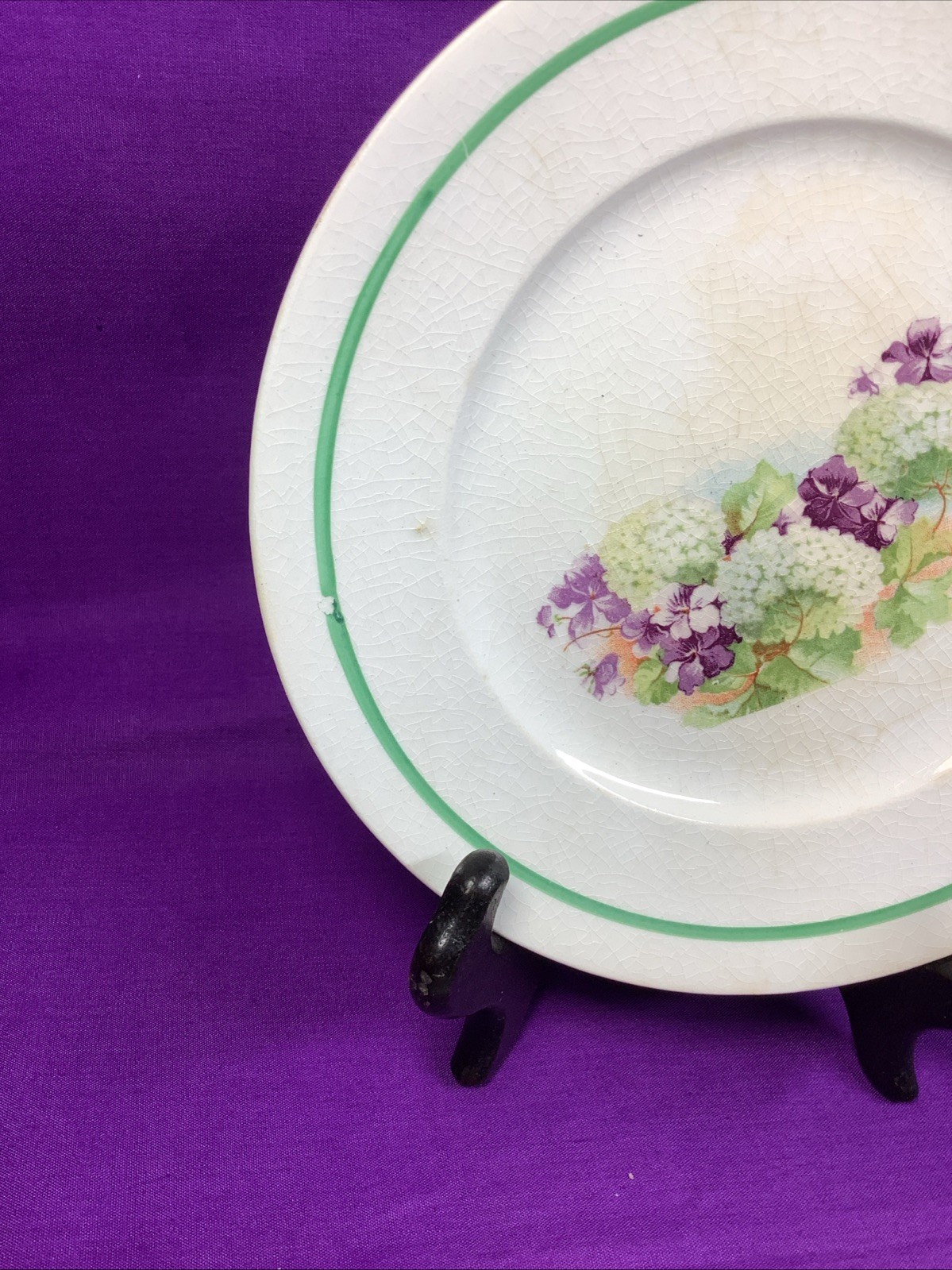 Set 8 Antique Semi Porcelain 6 1/4” Dessert Plates Hydrangea & Violets 410