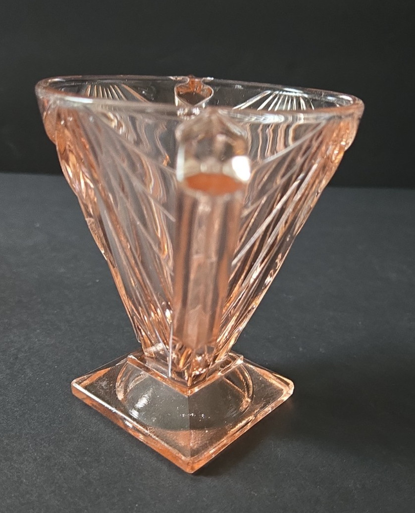 Vtg Indiana Glass Pink Pyramid Creamer and Sugar Bowl Set Art Deco Depression