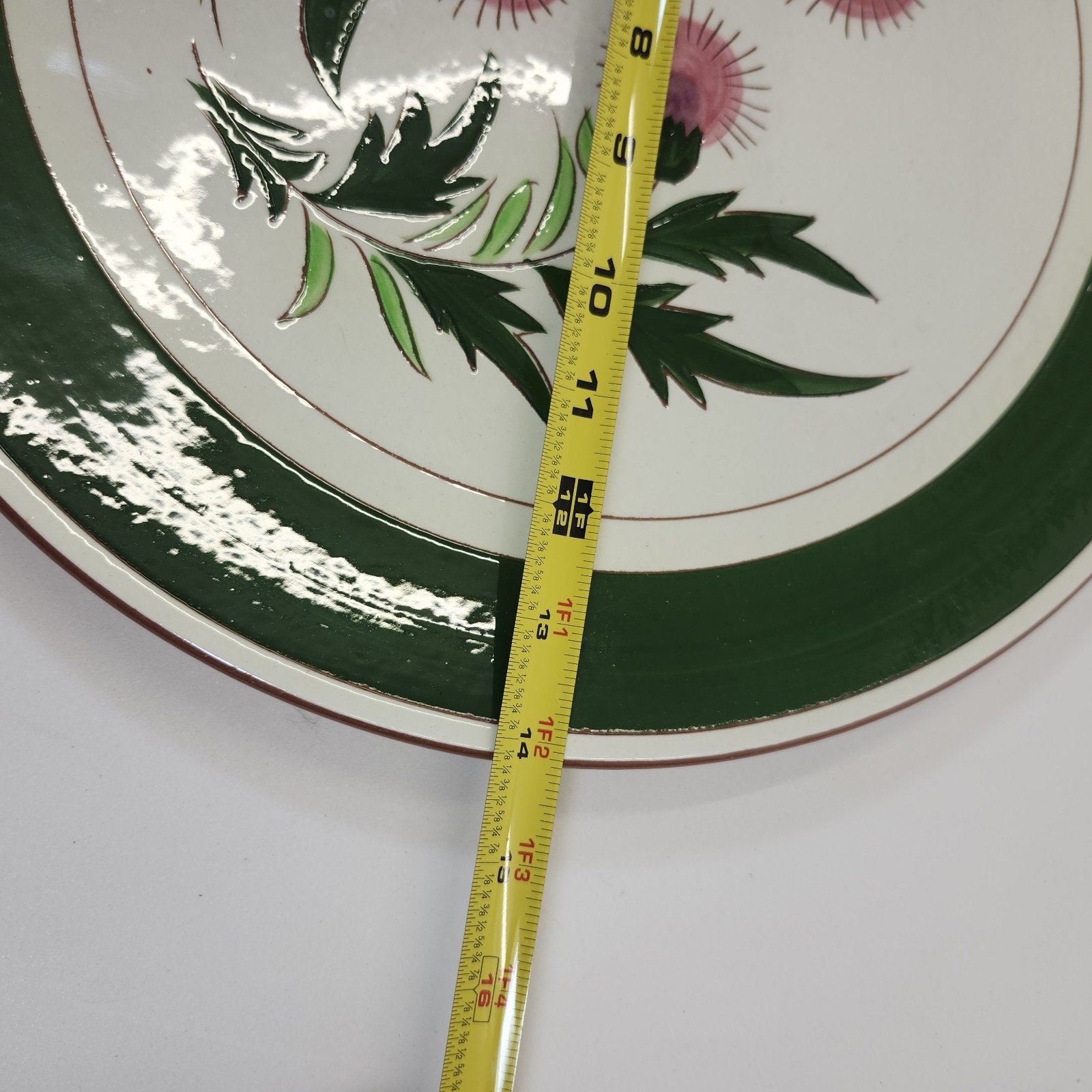 Stangl Thistle Pink 14″ Platter Chop Plate Round Vintage Handpainted Pottery USA