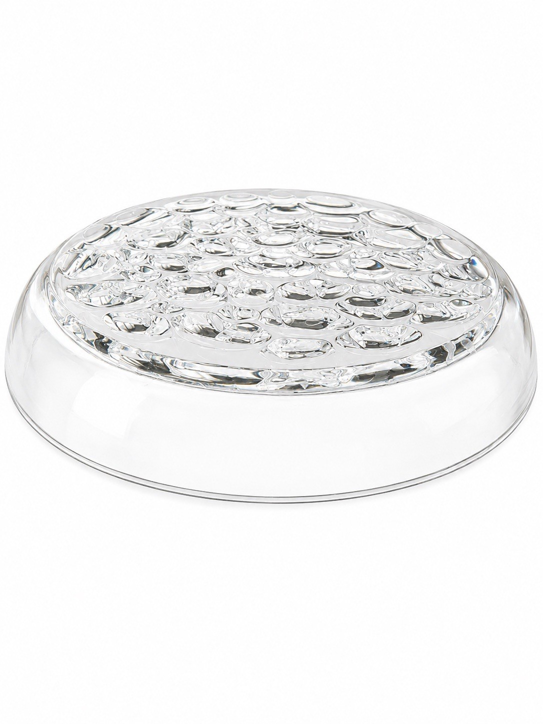 Hoya Pebbles 12” Round Glass Platter Clear Bubble Pattern Serving Tray Japan