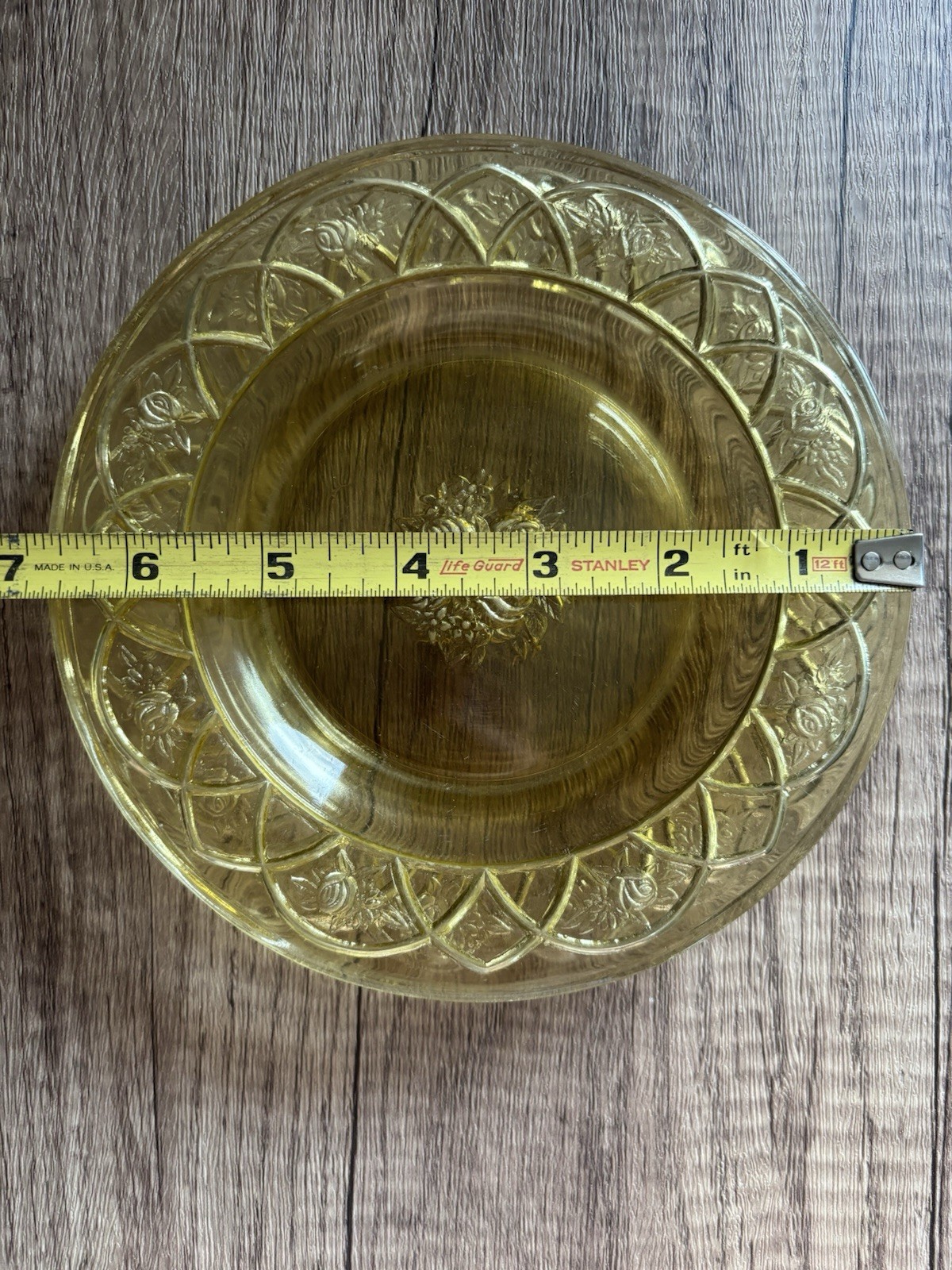 Vintage Federal Glass Rosemary Amber Rose Depression 6.5in Glass Plates 3