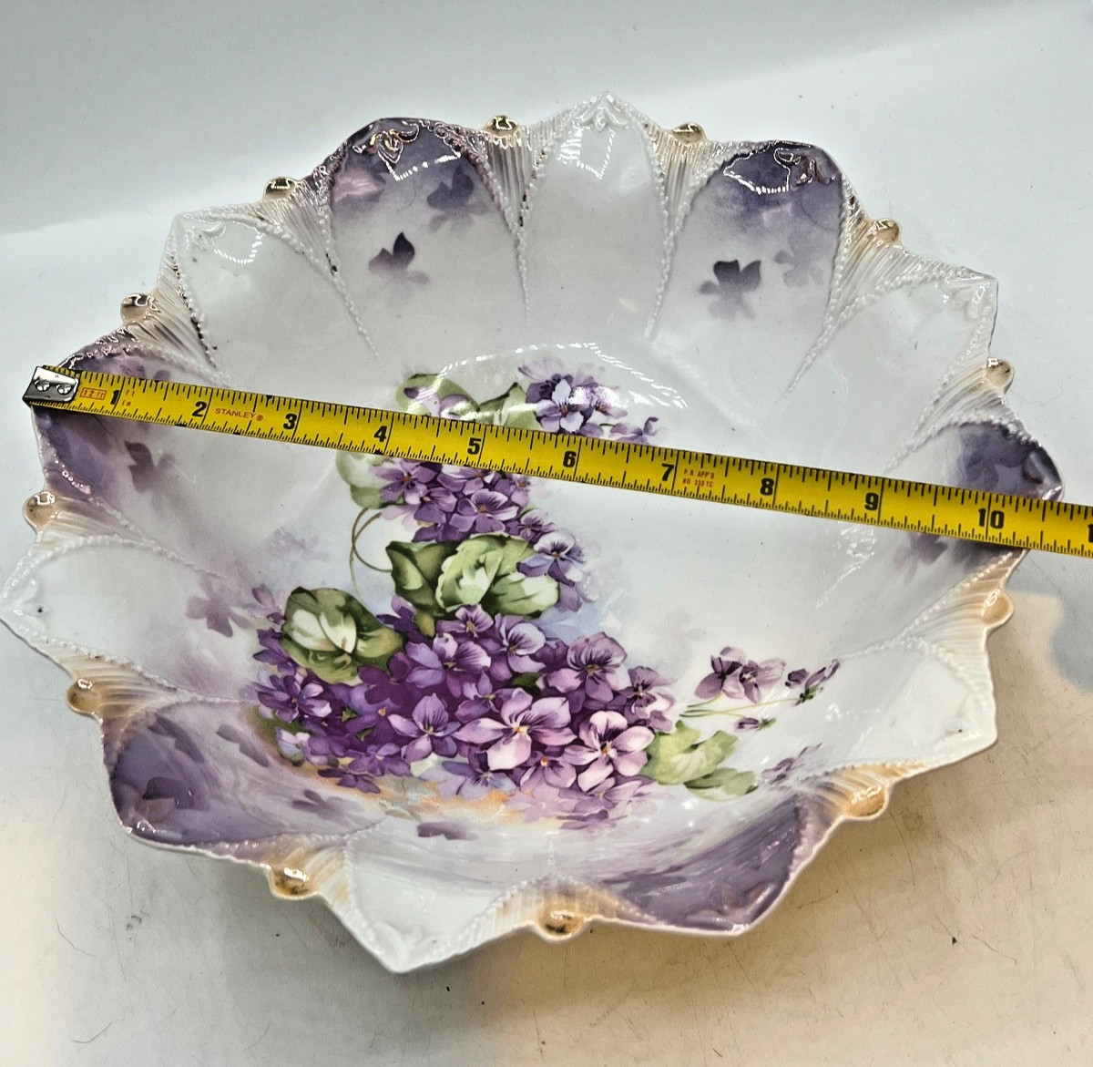 Antique Large RS PRUSSIA Bowl Scallop Edge Super Thin 10 3/4”