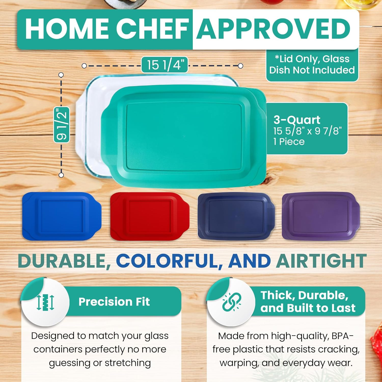 Replacement Lid Fits Pyrex 9X13 233 Glass Casserole Baking Dish Container with T