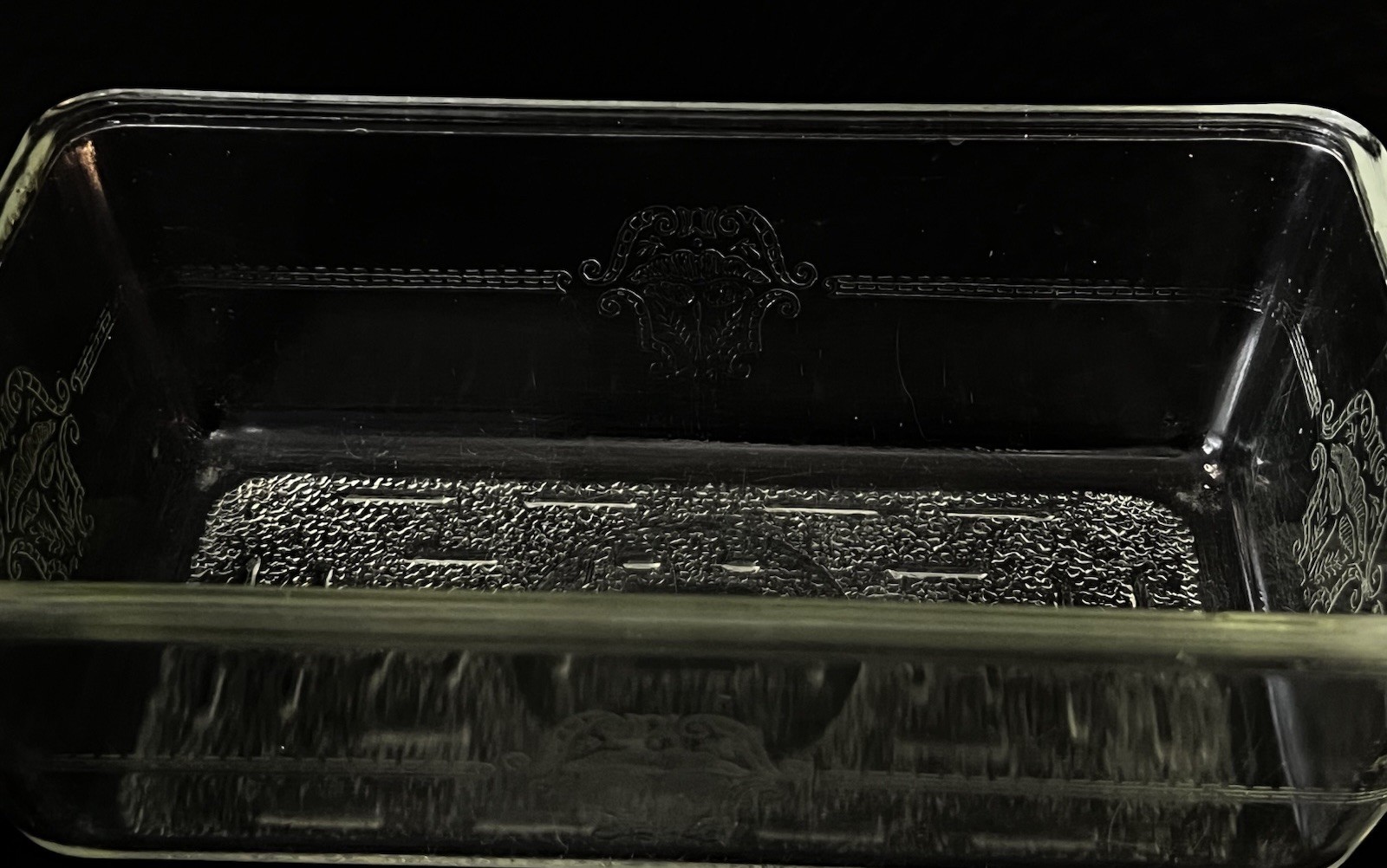 Vintage Glasbake 254 Loaf Pan Clear Glass Baking Dish Art Deco Pattern USA