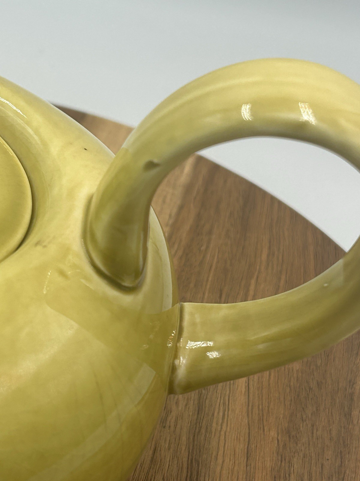 Vintage Russel Wright American Modern Art Pottery Teapot Chartreuse Yellow MCM