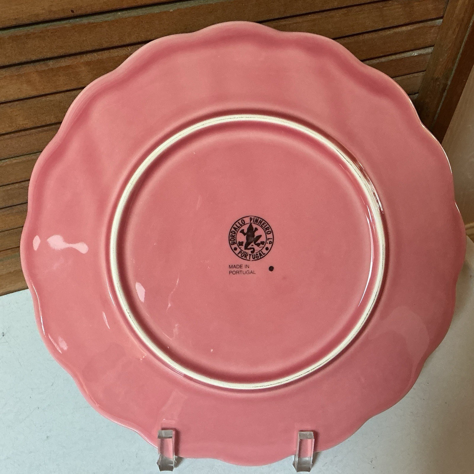 VTG Bordallo Pinheiro “Ingrid Pink” 10 3/8” Dinner Plates Set/4 Retired Pattern