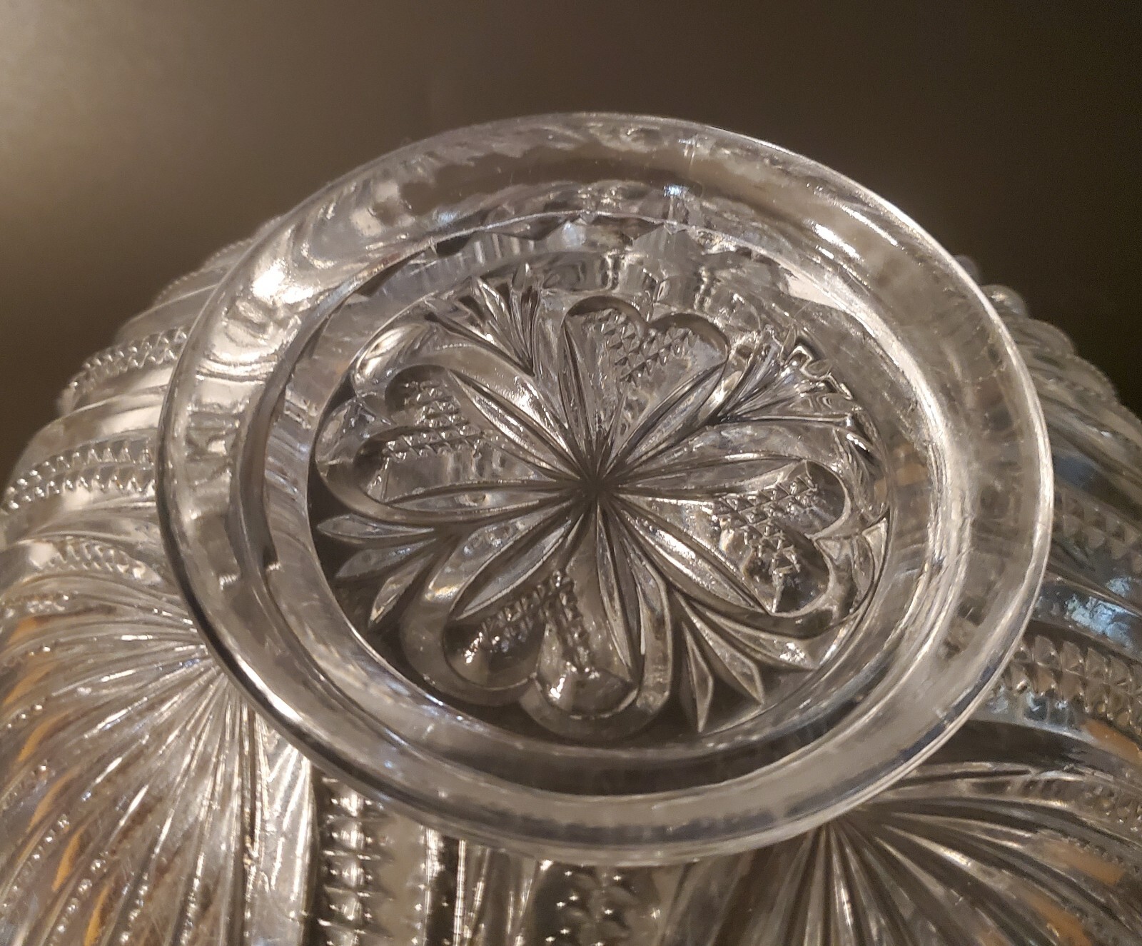 1899 Bryce Higbee Admiral Ribbed Ellipse Large Clear Rose Bowl Vtg Antique Rare