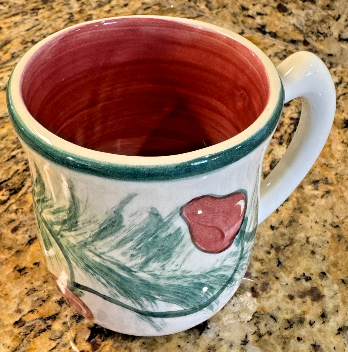 Vintage Hand Painted Gail Pittman Pottery Christmas Lights Mug Signed 1992