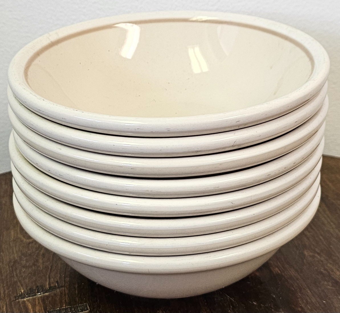 8 Vintage Epoch Norway Whipped Cream Beige Cereal Soup Bowls Korea Stoneware