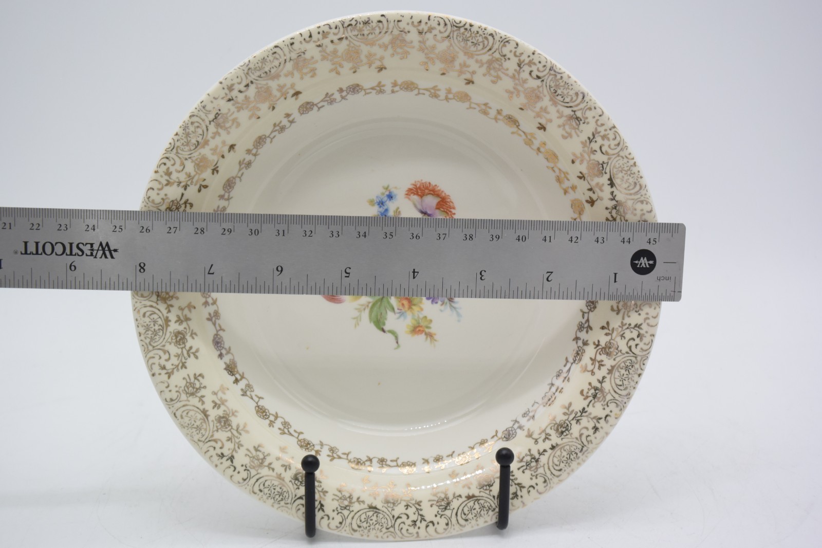 Set 4 Vintage 8″ Union Made 22K Gold Trim Floral Bowls Porcelain Salad Soup USA