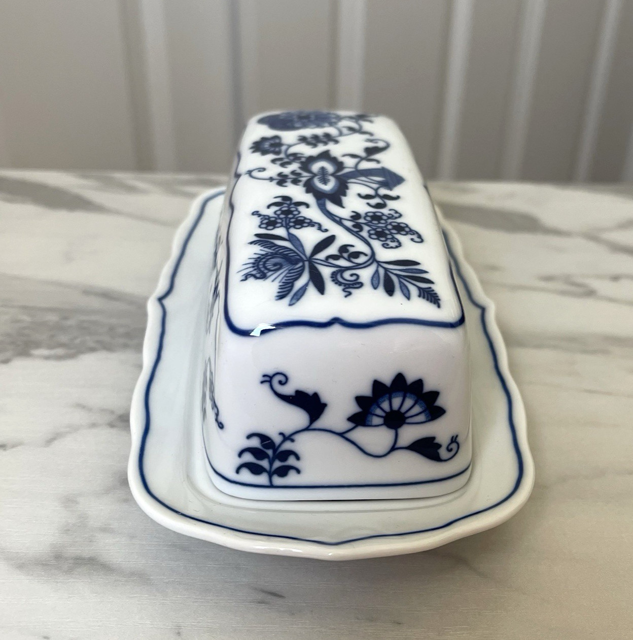Vintage Blue Danube Covered Butter Dish 2 Pieces Japan Banner Mark