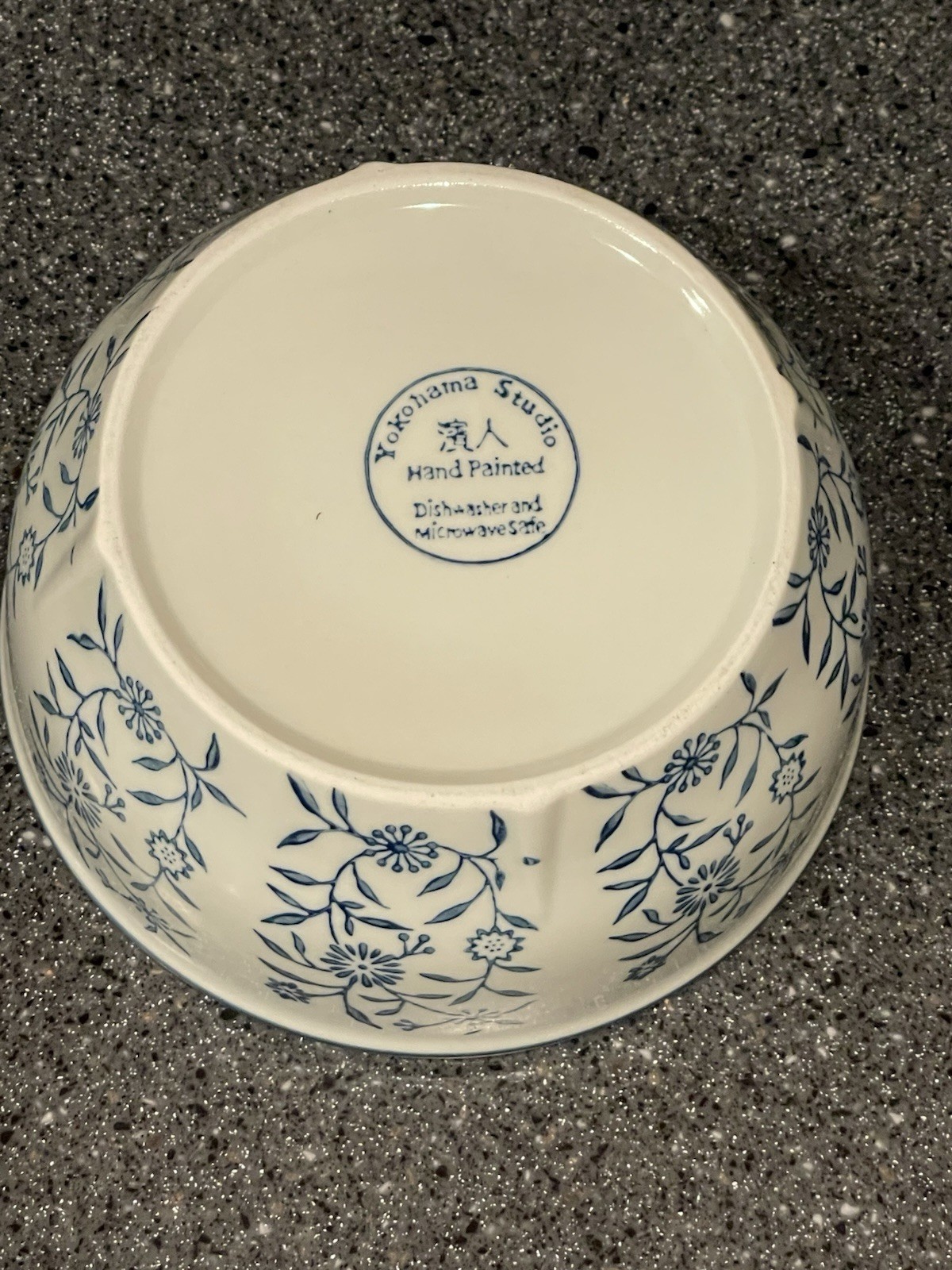 Yokohama Studio-Hand Painted Bowl Blue floral Dishwasher/microwave Safe