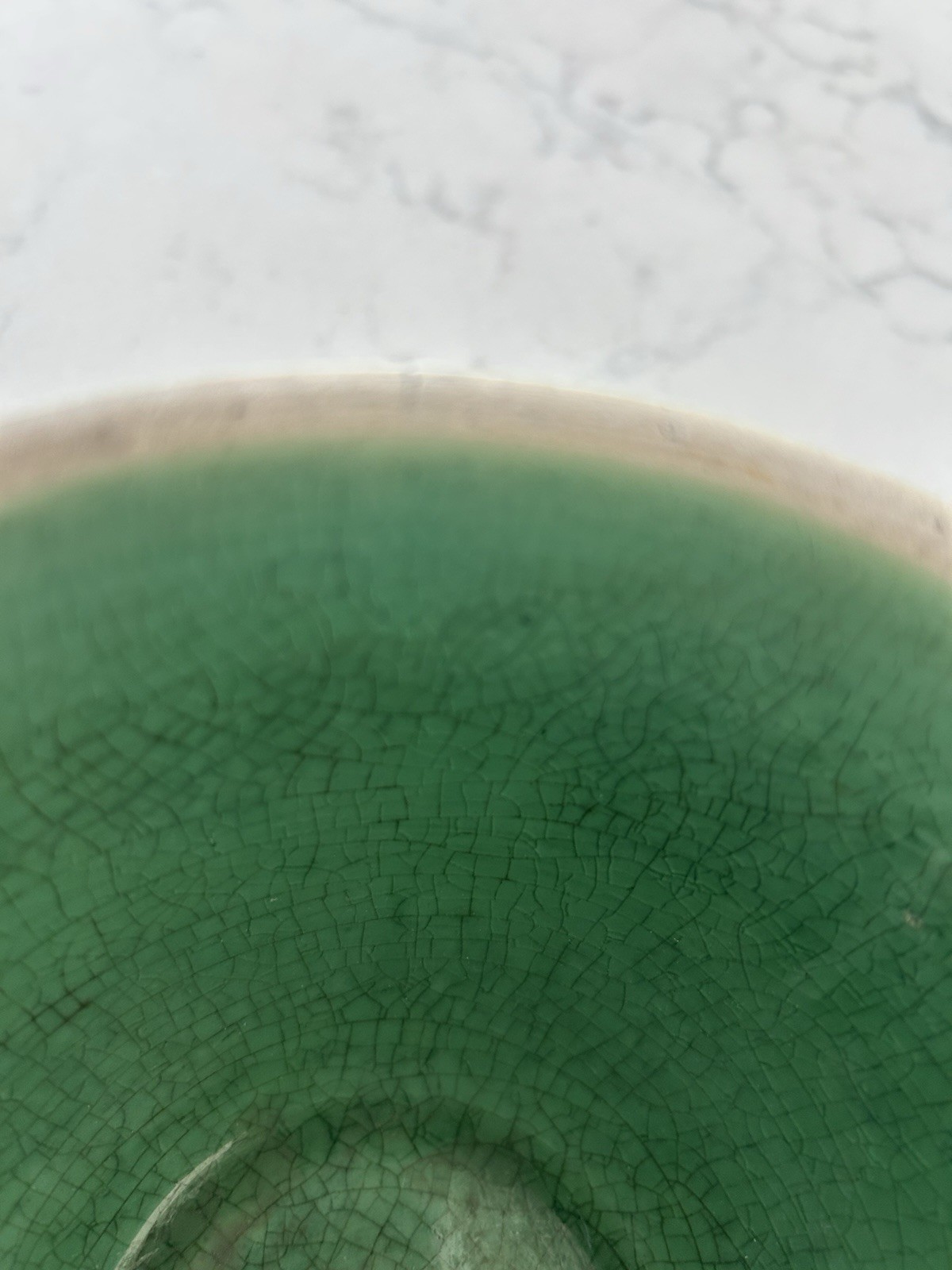 Rare Antique Mccoy Yellow Ware Pottery Green Checkerboard Mixing Bowl 6”