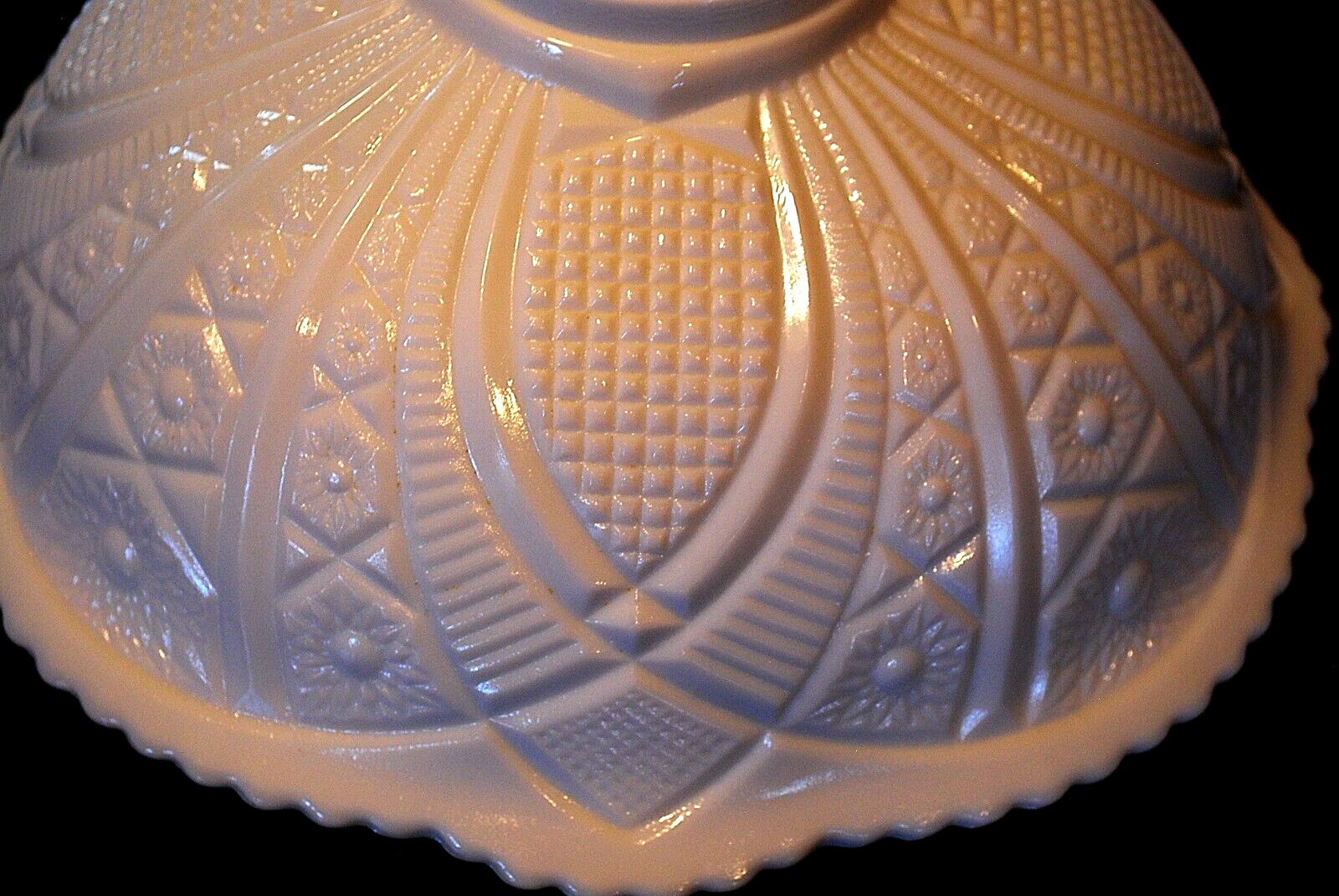 Vtg 1930s McKee THE CONCORD White Milk Glass PUNCH BOWL & PEDESTAL BASE SET 13″