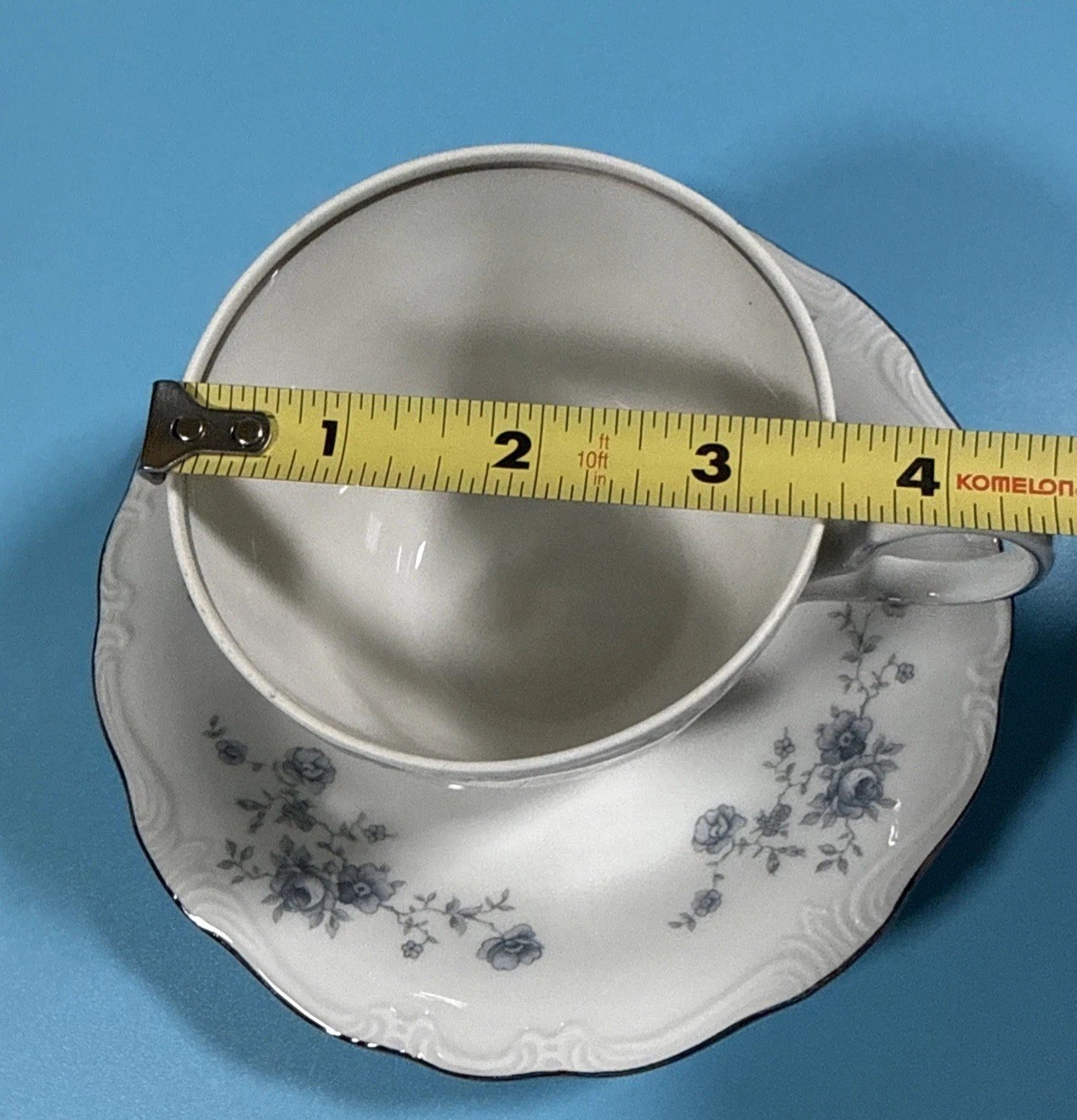 Johann Haviland Bavaria Germany Fine China Blue Garland 12 Pc Saucers & Cups