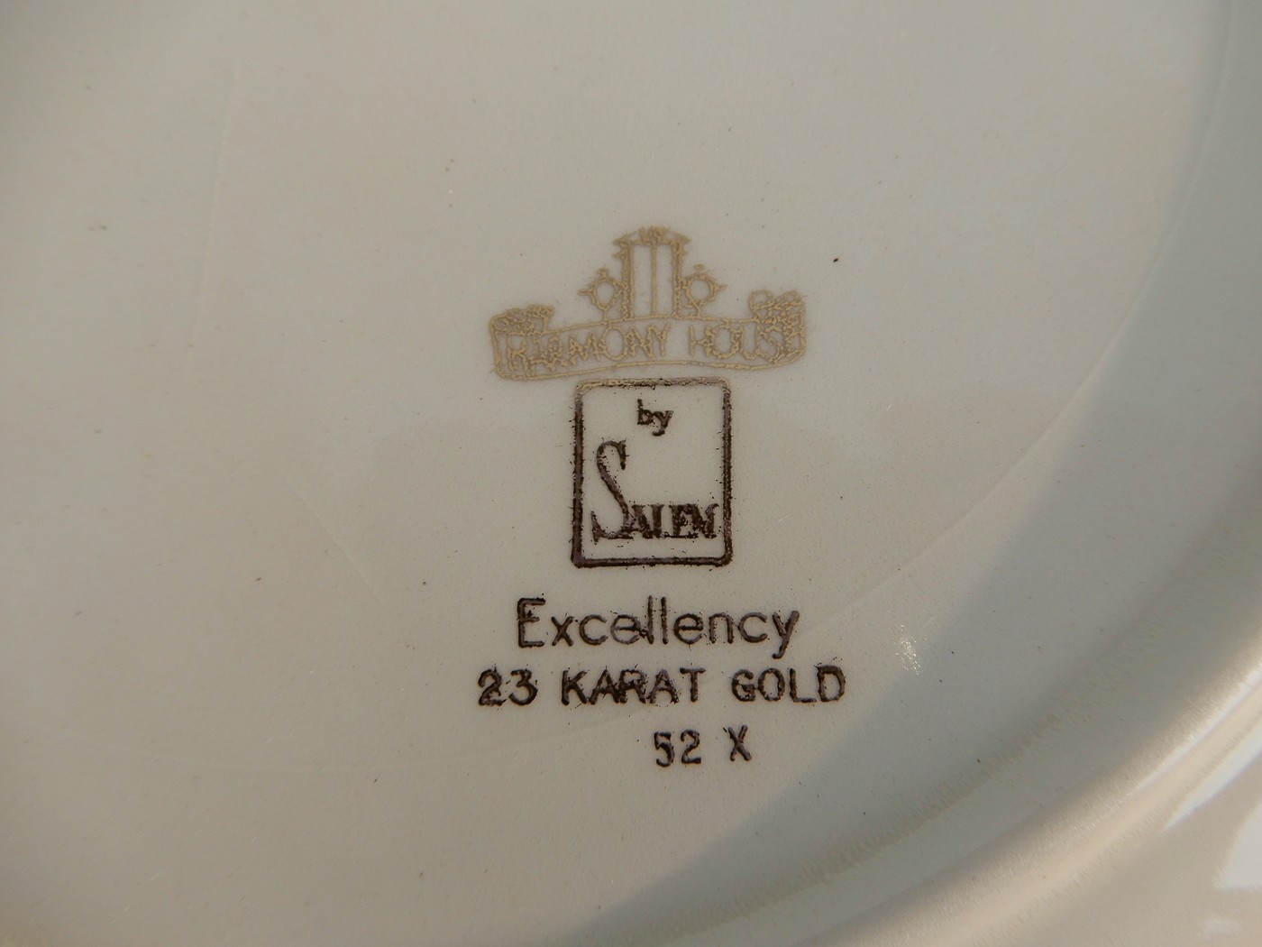 6 Harmony House by Salem Excellency Green Dinner Plate 10 inch Vintage 23K GOLD