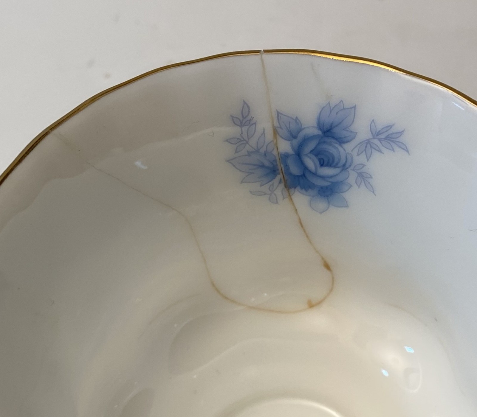 Two (2) Vintage Royal Albert Windsor Rose Blue Footed Cup & Saucer Sets