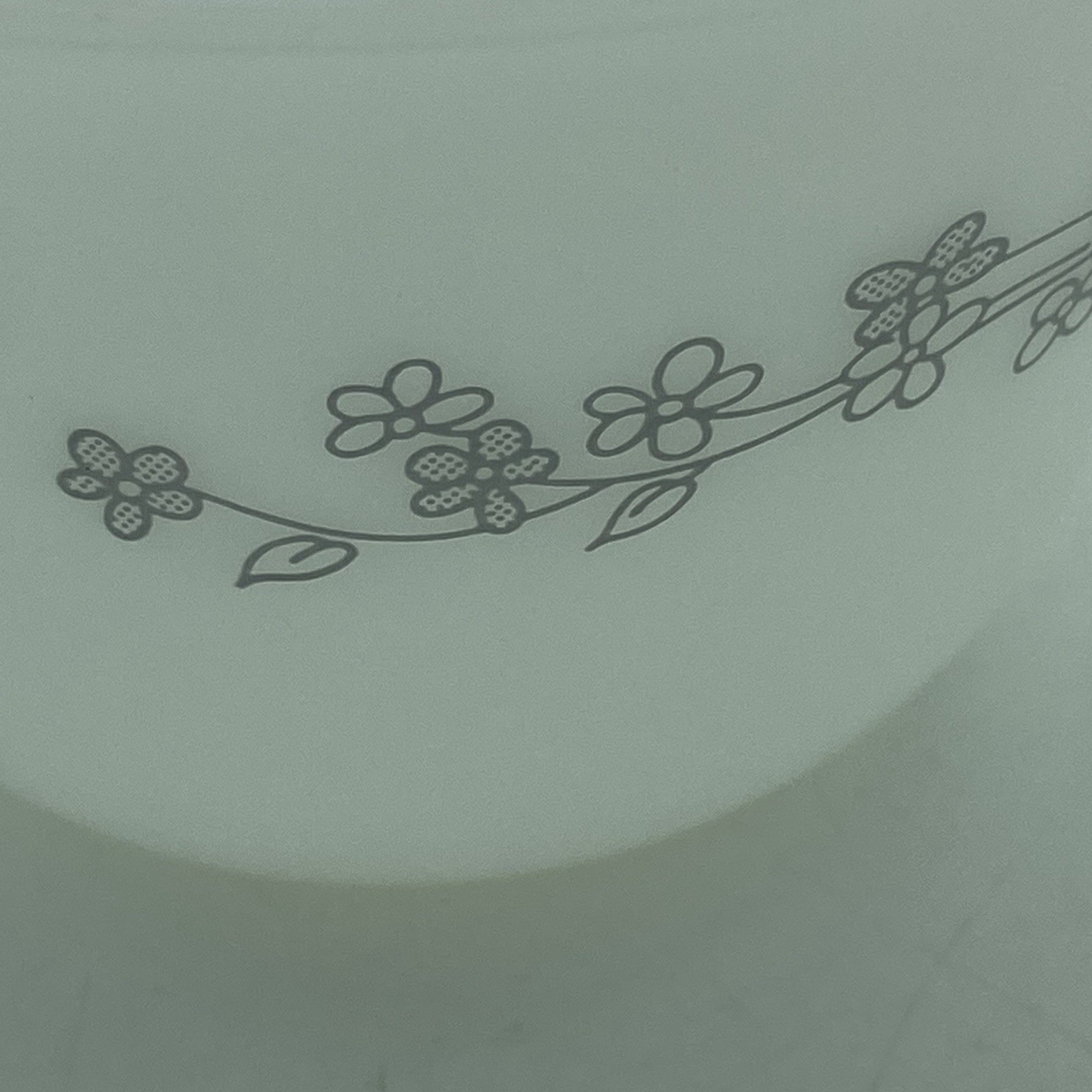 Pyrex “Ribbon Bouquet” Mugs Set Of 2 Gray Floral Milk Glass Floral Vintage USA