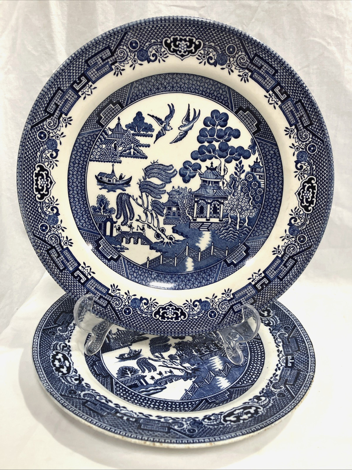 Mixed Blue Willow China Lot 19 Pcs Churchill England Japan Plates Bowls