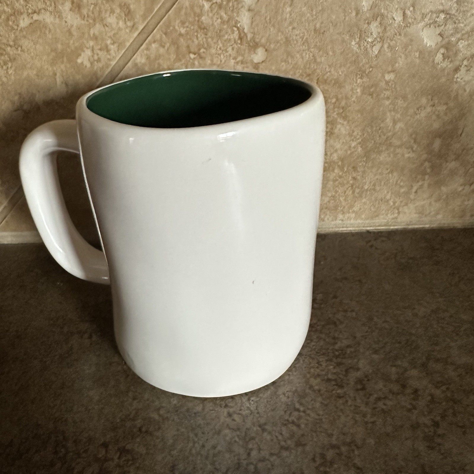 Rae Dunn Christmas Mug “Oh Snap!” Green Interior Winter Santa