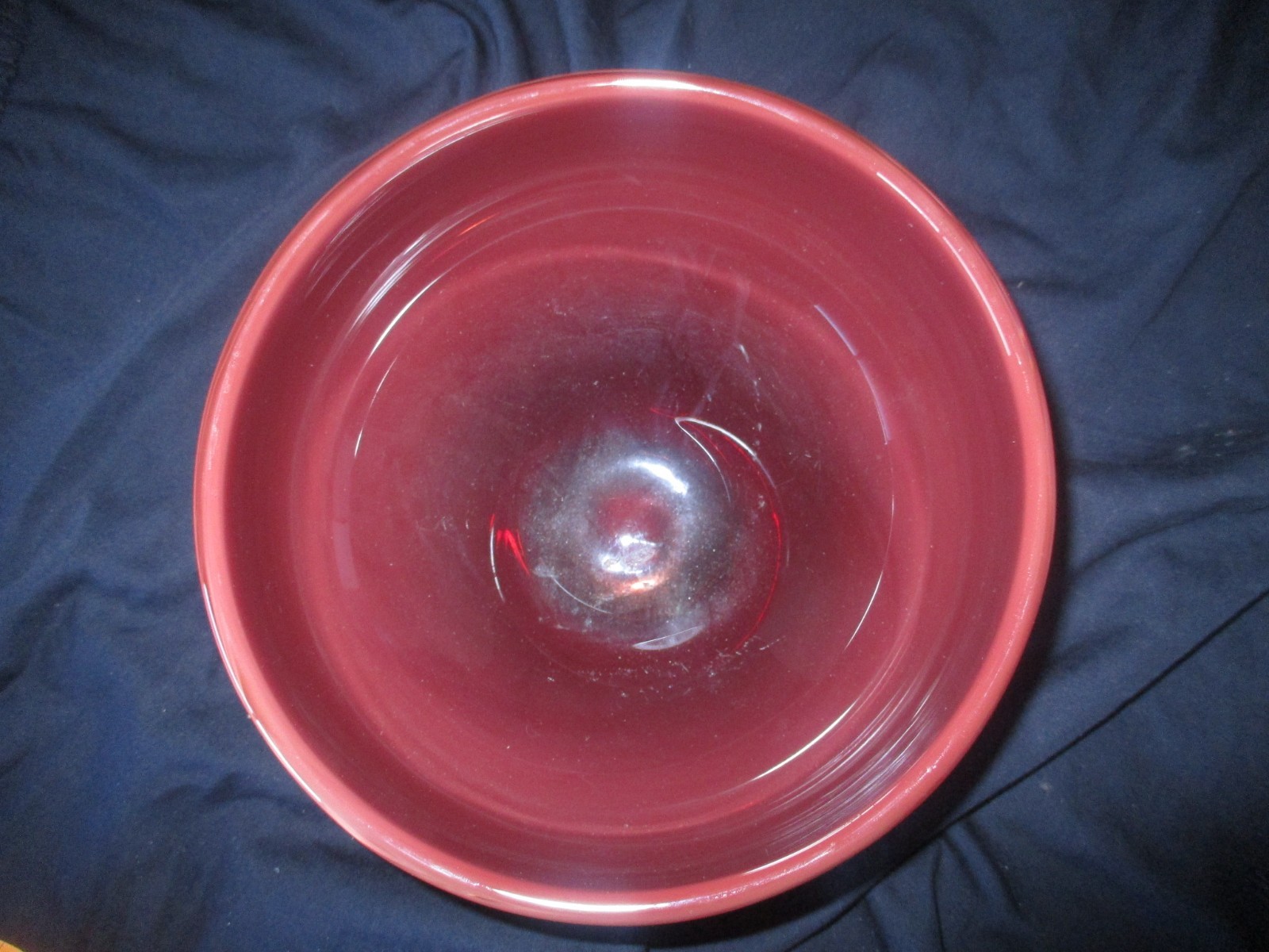 Baker O’Brien Studio 1997 Studio Art Hand Blown Red Swirl Glass Bowl