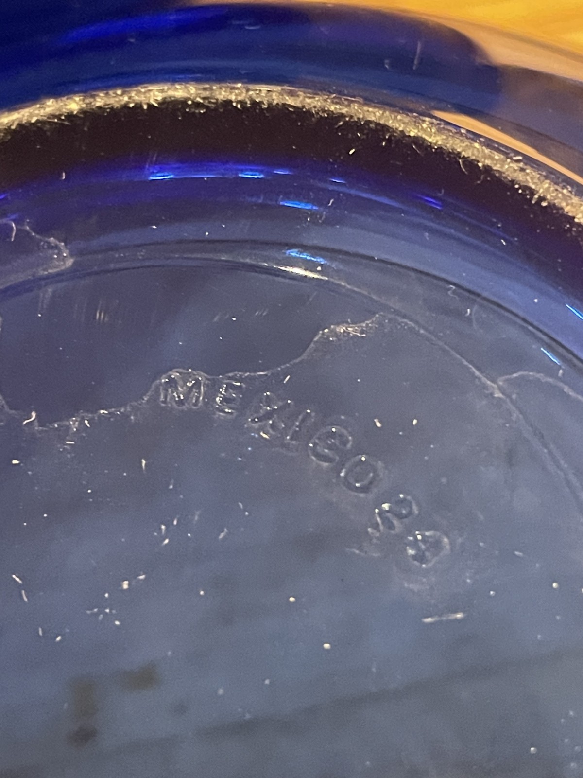 Beautiful Cobalt Blue Glass Cereal Salad Bowls, Thick, Mexico, set of 3, EUC