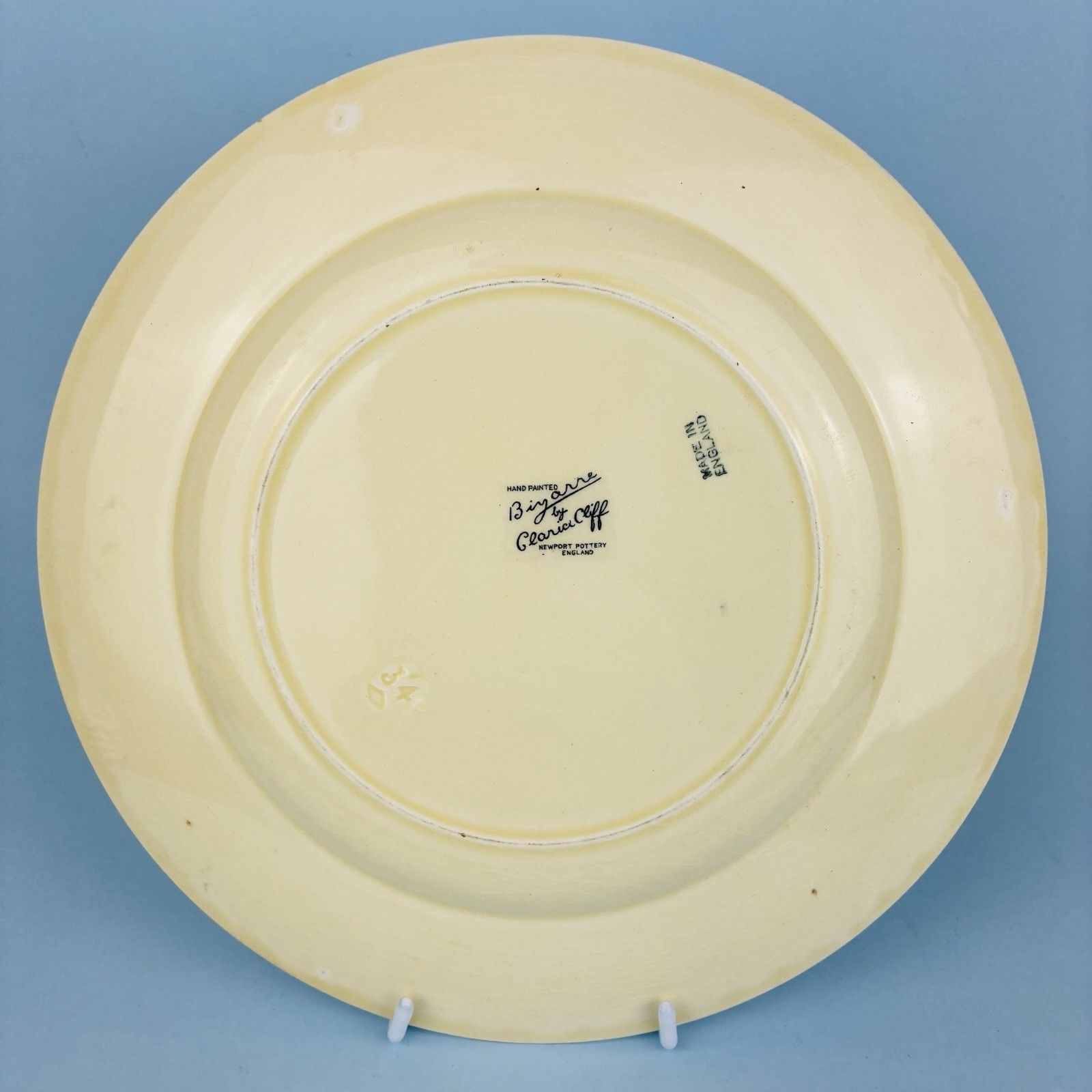 Set of 5 Clarice Cliff Bizarre Hand Painted Banded Dinner Plates – c1934 25.5cm