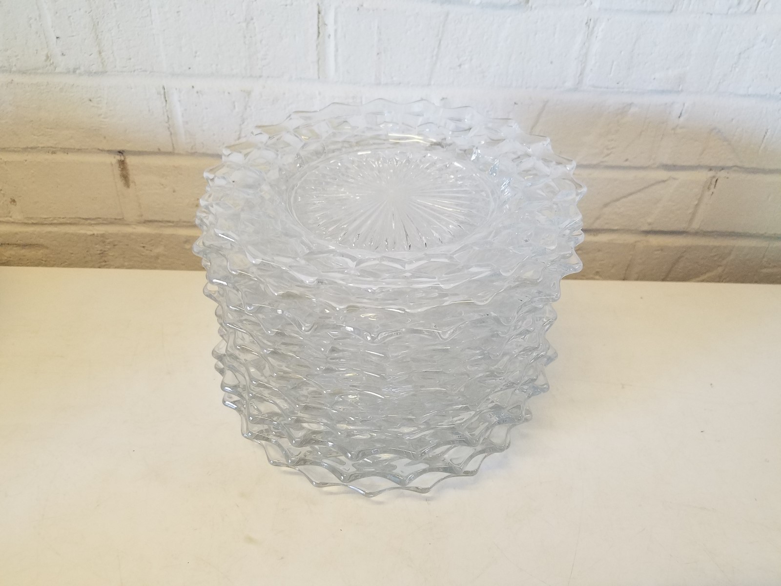 Vintage American Fostoria Set of 12 Pressed 8 1/4″ Glass Plates