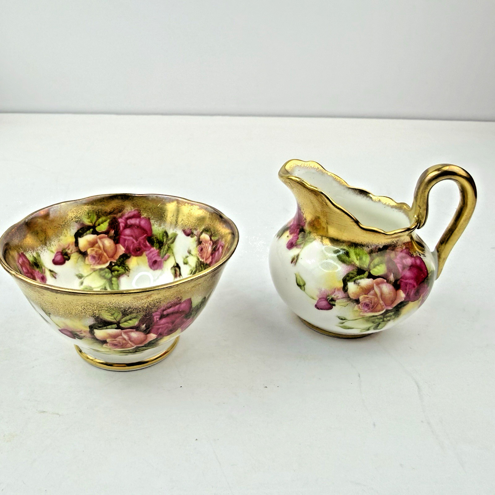 Golden Rose Royal Chelsea English Bone China Creamer And Sugar Bowl