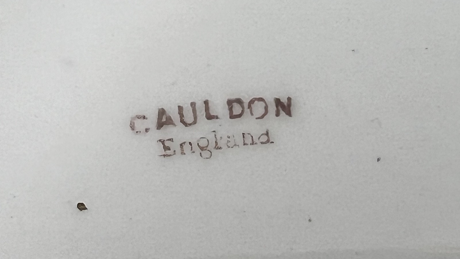 Antique Cauldon England Blue White Transferware Platter 17″ Gilt Rim