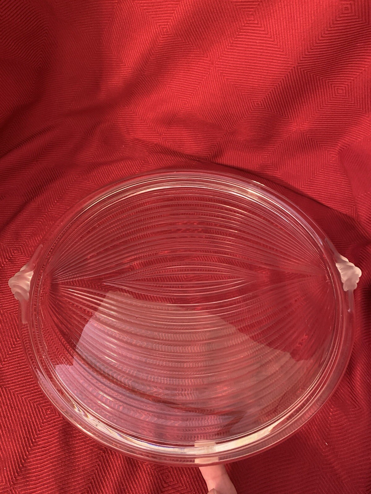 Mikasa Walther Neoclassical Crystal Ribbed Round Frosted Handles 13”Platter EUC