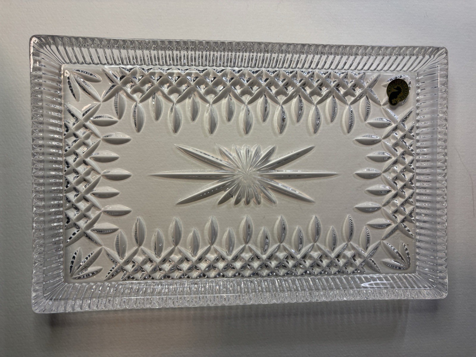 Waterford Crystal: Lismore Sandwich Tray, 11.1″ – NIB W/ Box And Seahorse Label