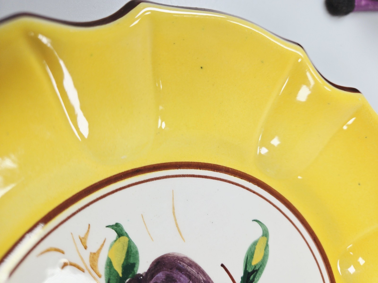 Vintage Italian Salad Dessert 8″ Plates Fruit Bright Yellow Wall Decor Set Of 4