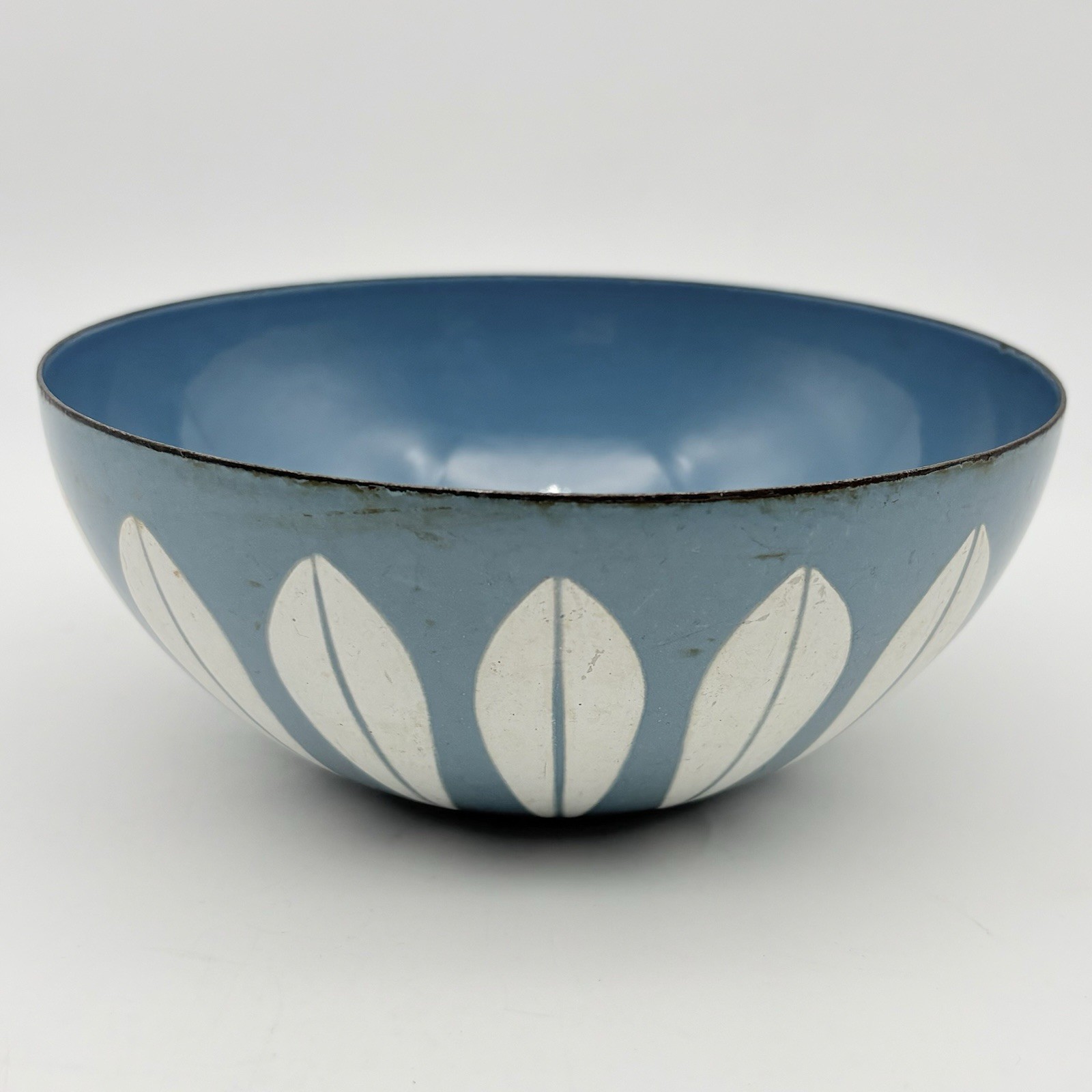 3 Vintage Cathrineholm Teal Blue Lotus Bowls From Norway 5.5 Inches Wide
