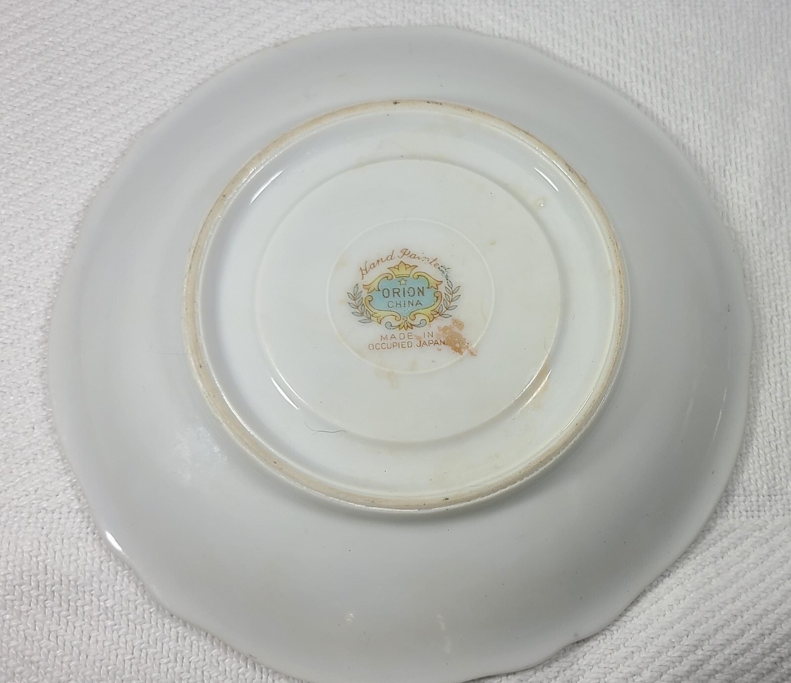 Hand Painted Orion Teacup and Saucer Made in Occupied Japan Black w/ Flowers