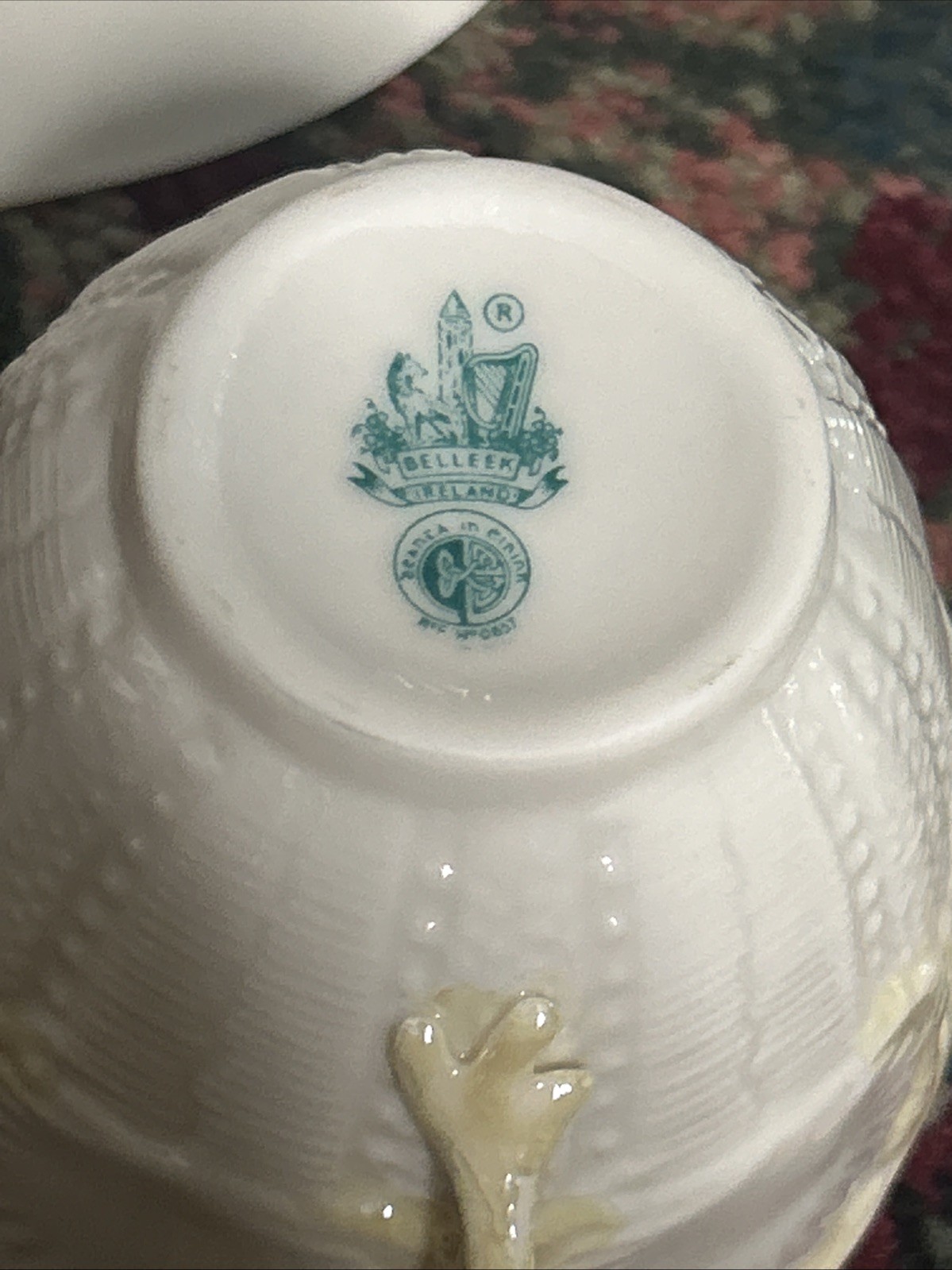 Belleek ~ Ireland ~ “Shell” Pattern Yellow Lustre Cup & Saucer ~ 6th Mark ~ Mint