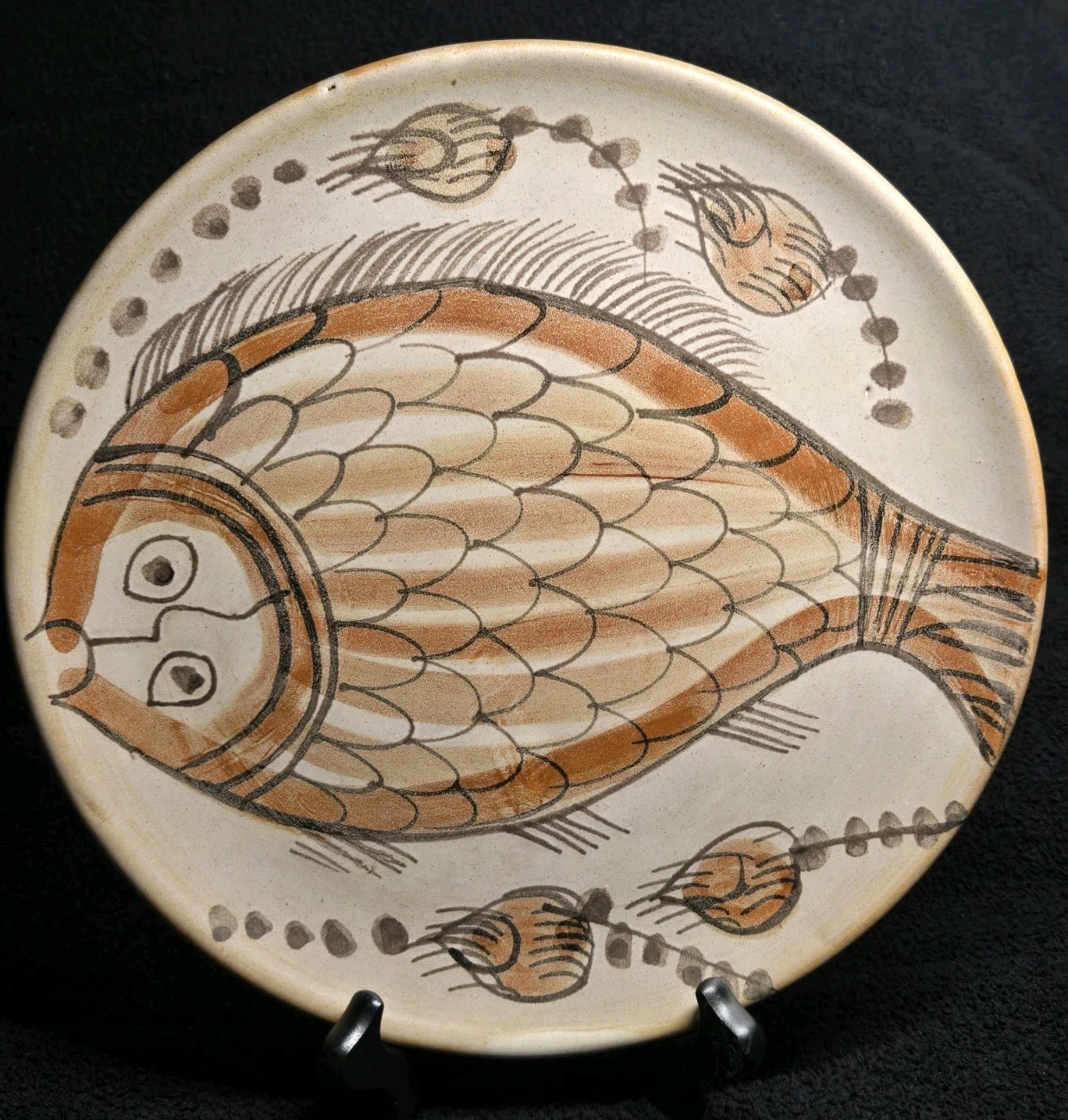 Vintage TENH Greek Pottery Fish Wall Plates Set of 3 Hand Painted 11″