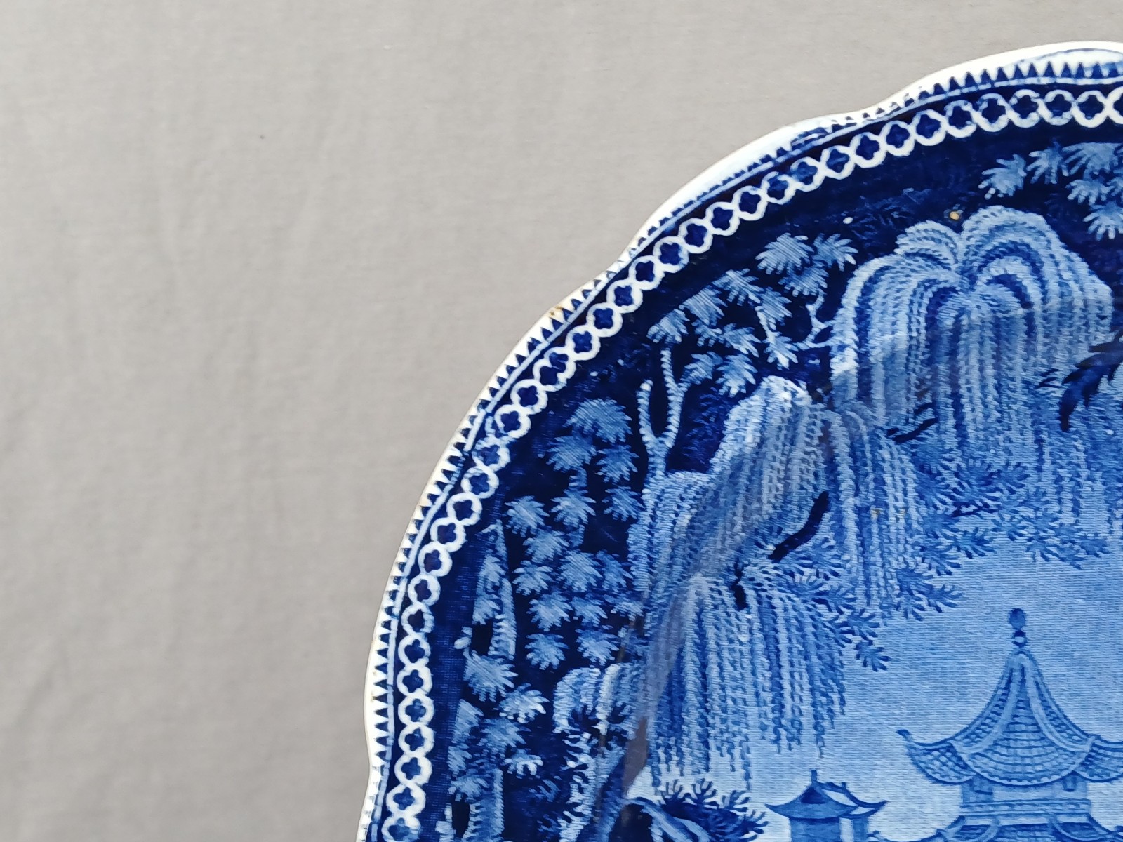 Clews Weeping Willow Border #09 Blue Historical Transferware Plate C.1814-1834