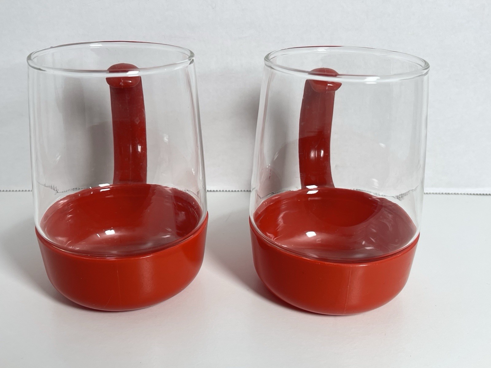 Pyrex Red Snap In Glass Cup Pyrexwear Mid Century Vintage Set Of 2
