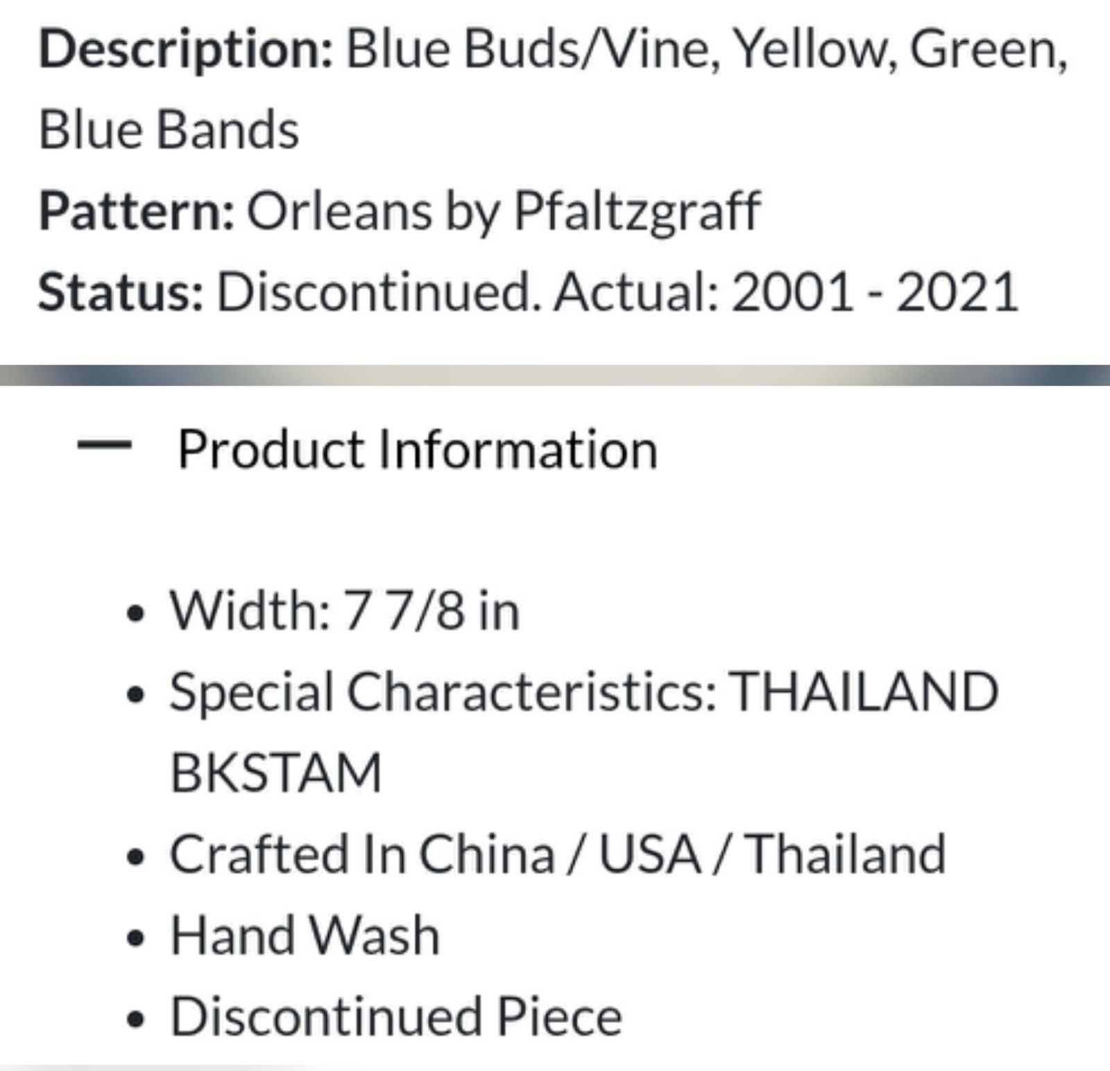 Pfaltzgraff Orleans 7 7/8″ Salad Plates Set Of 4 Blue Buds Bands Thailand