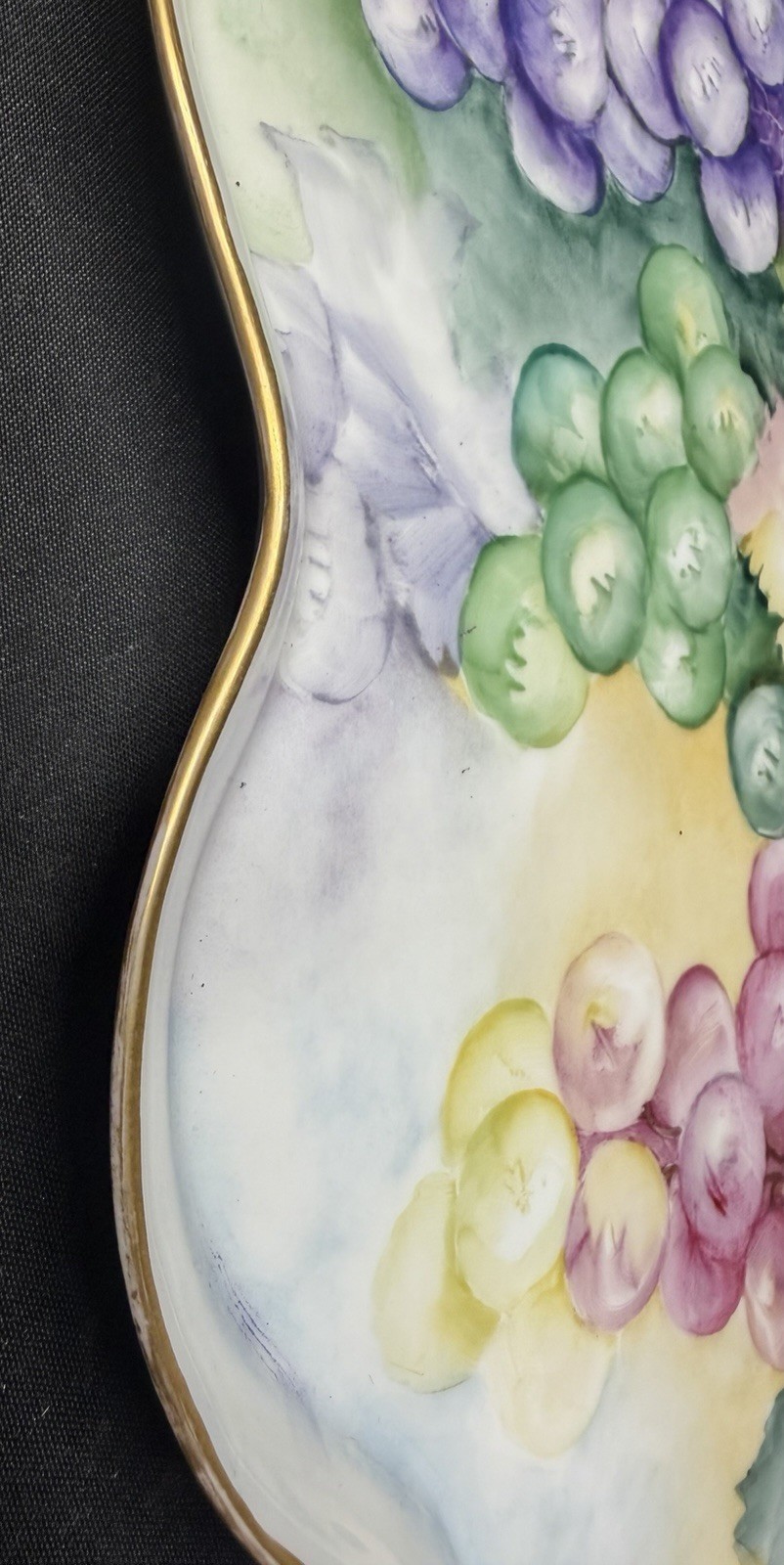 Antq T&V Limoges France Hand Painted Grapes Porcelain Platter Tray Artist Signed