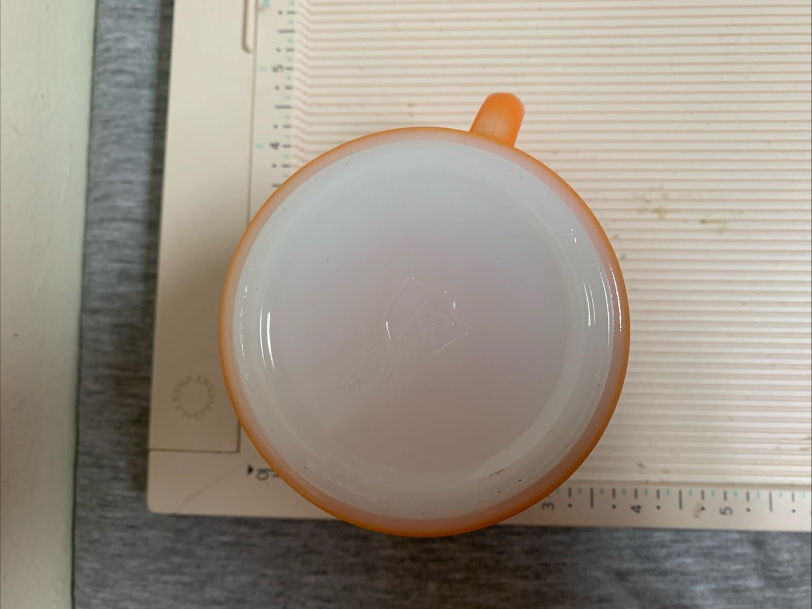 Vintage Federal Glass Milk Glass Ontario Canada Orange Coffee Mug