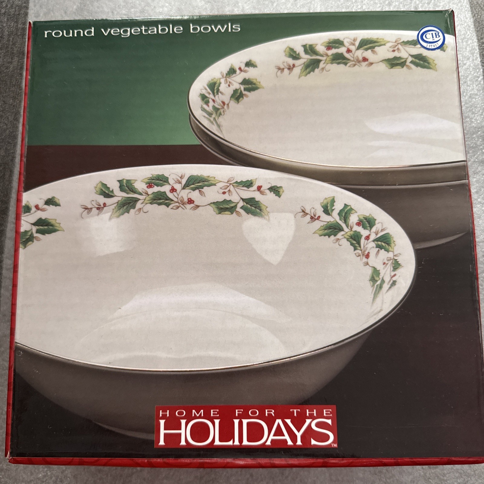Holly Holiday Home for the Holidays Set 3 Round Vegetable Bowls 8-3/4” x 2-5/8”