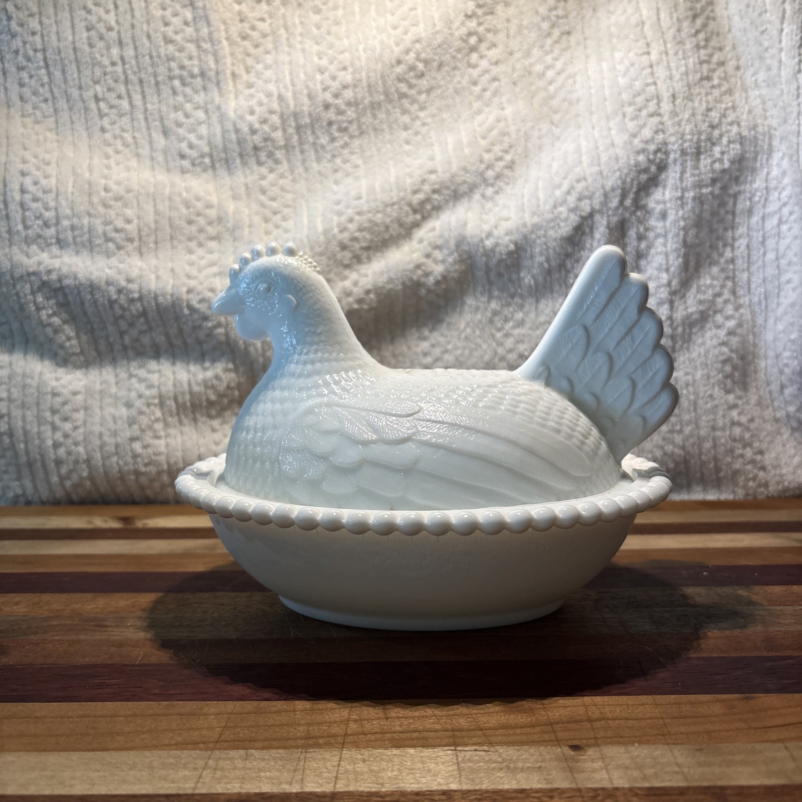 Indiana Glass #7155 Milk Glass Hen On Nest 1973-1982 White Excellent Condition
