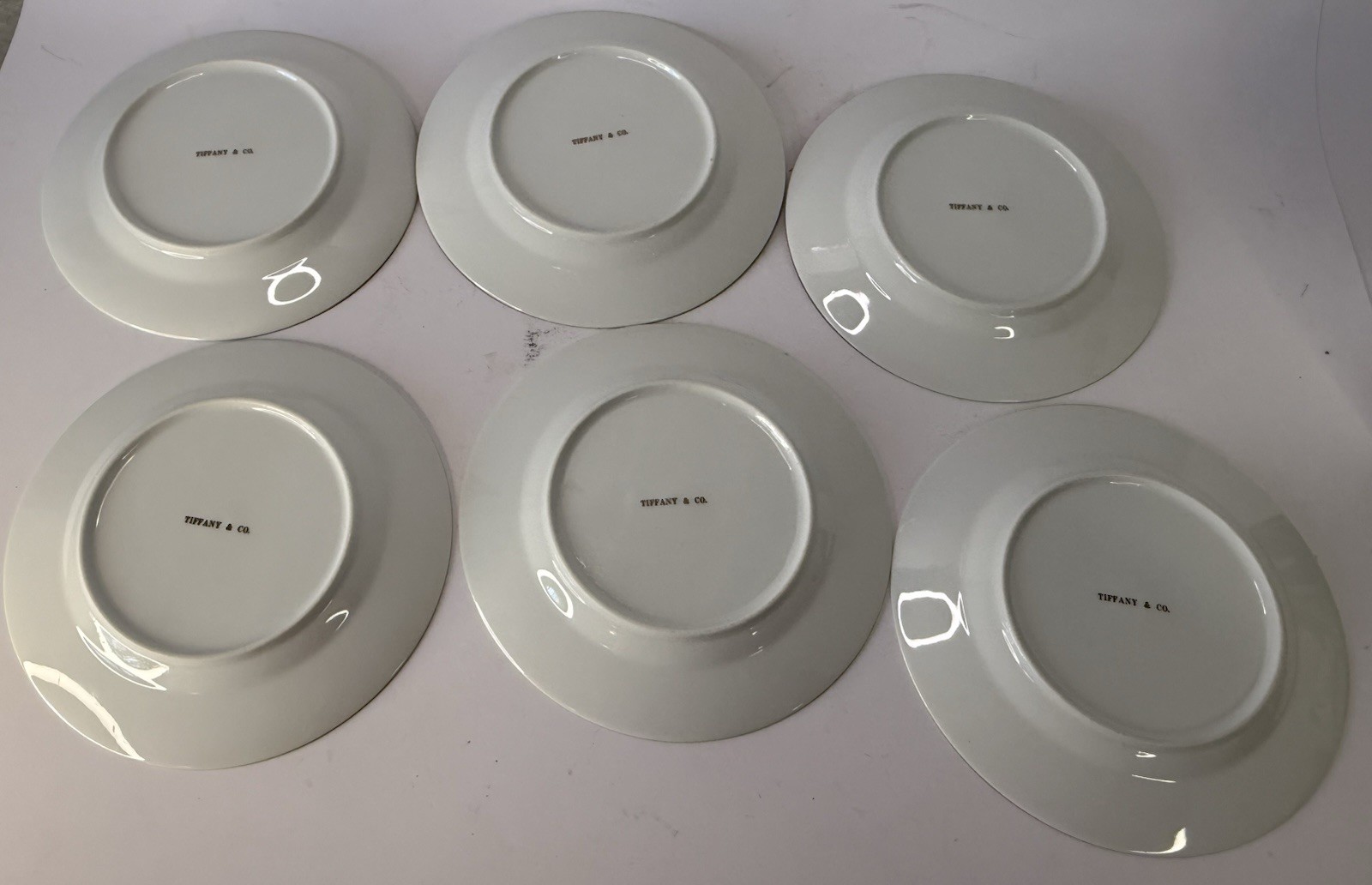 Vintage Tiffany & Co White Porcelain Gold Rim Salad/Apps Plates Dessert 7.25″