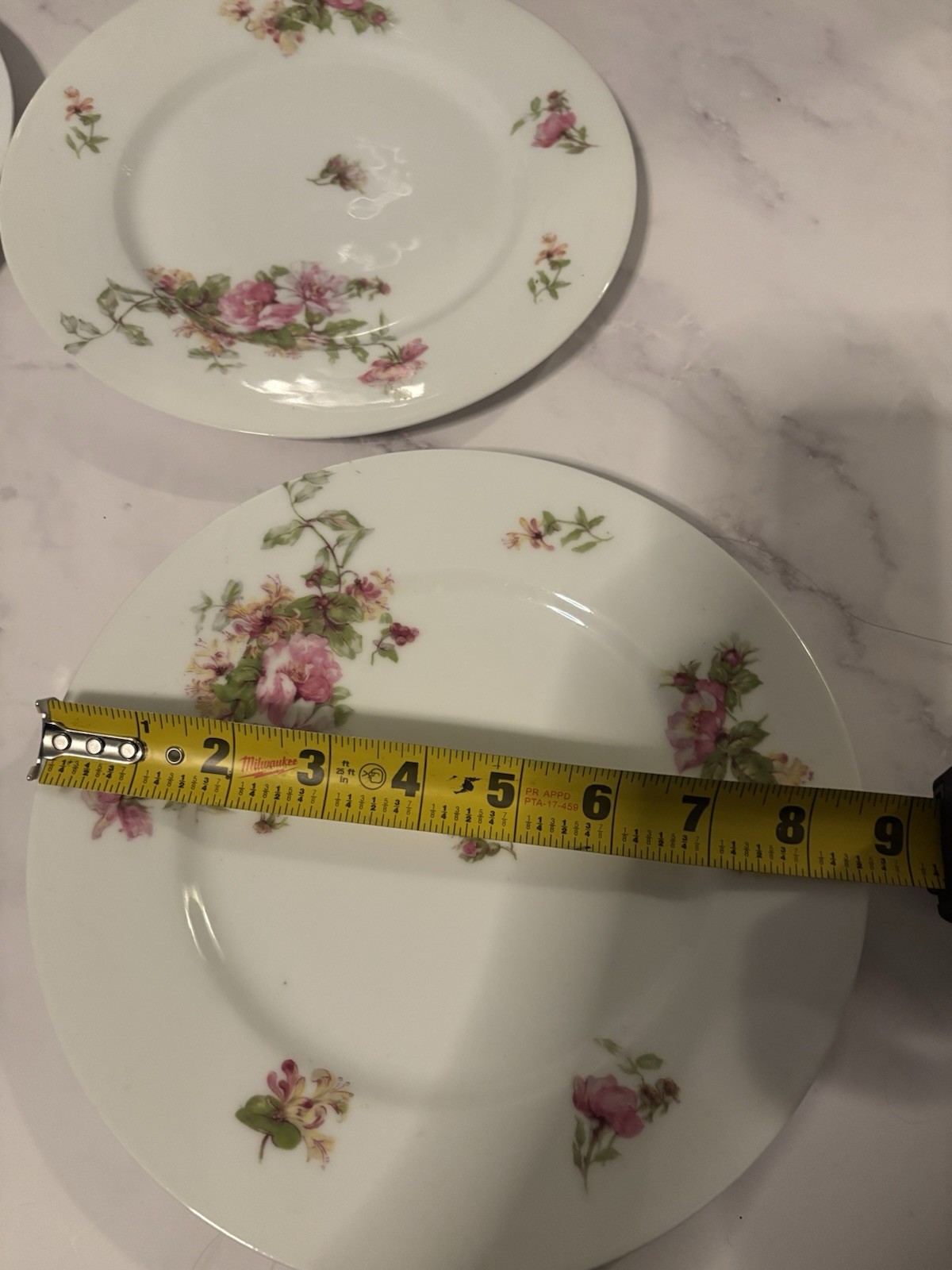 Limoges France Floral Porcelain Plates White Pink Green Salad Plates Set of 6